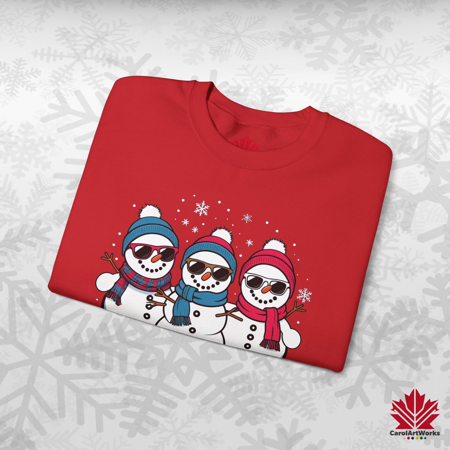 Cool Snow Squad Sweatshirt | Snowman Christmas Crewneck | Canadian-Made Holiday Fleece