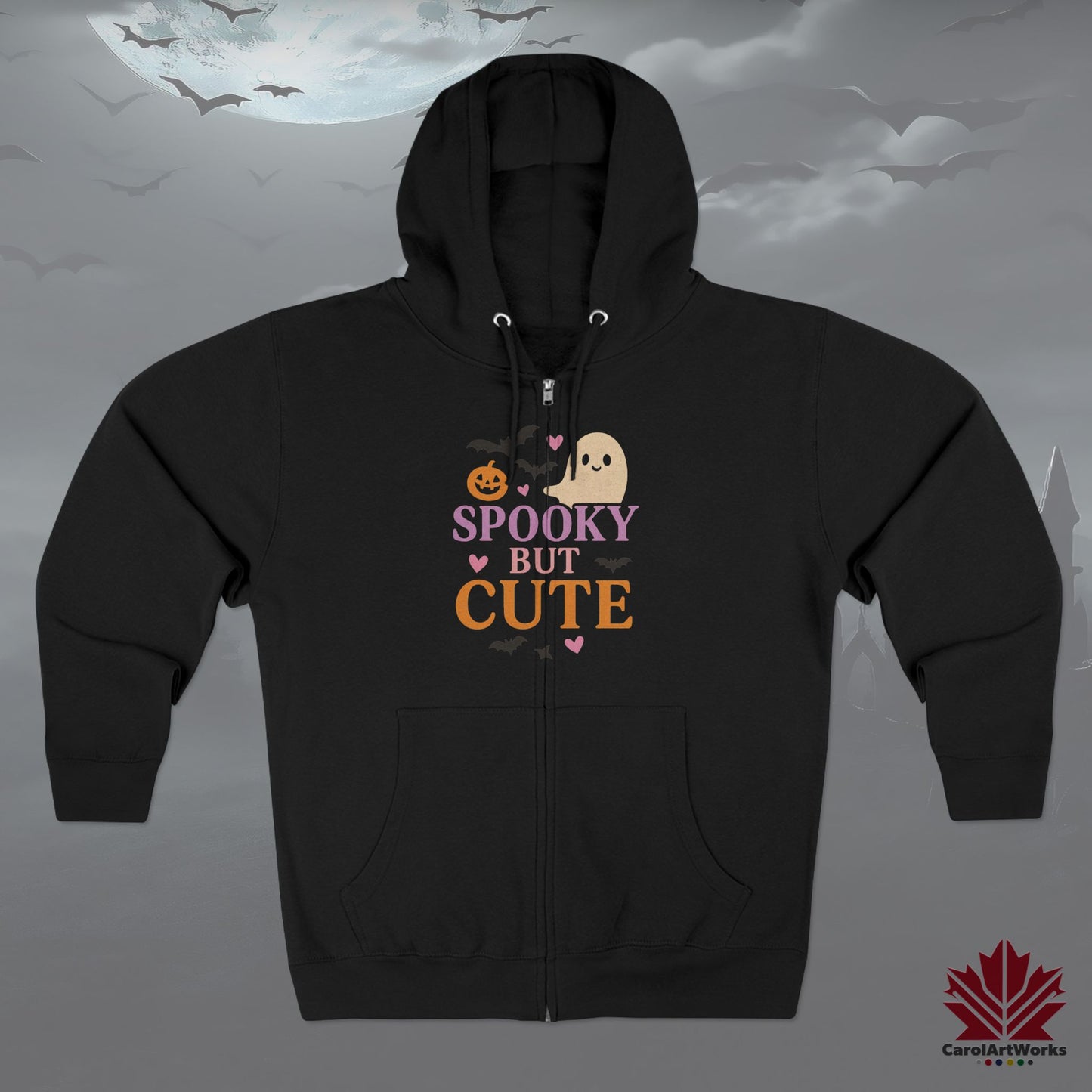 Spooky But Cute – Zip Hoodie - Fun Halloween Design with Cute Spooky Aesthetic