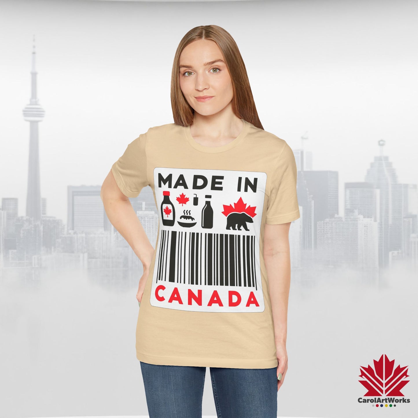 "Made in Canada" product label Design Unisex Short Sleeve Tee β Minimalist, Playful, and Proud