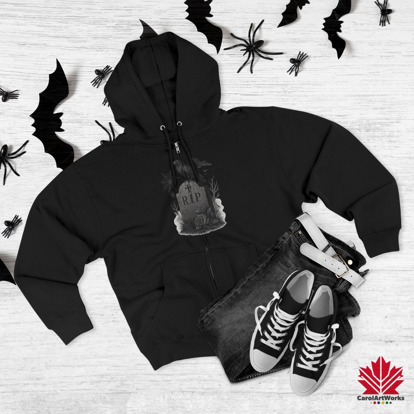 Grave & Ravens – Zip Hoodie | Spooky Raven Halloween Outfit