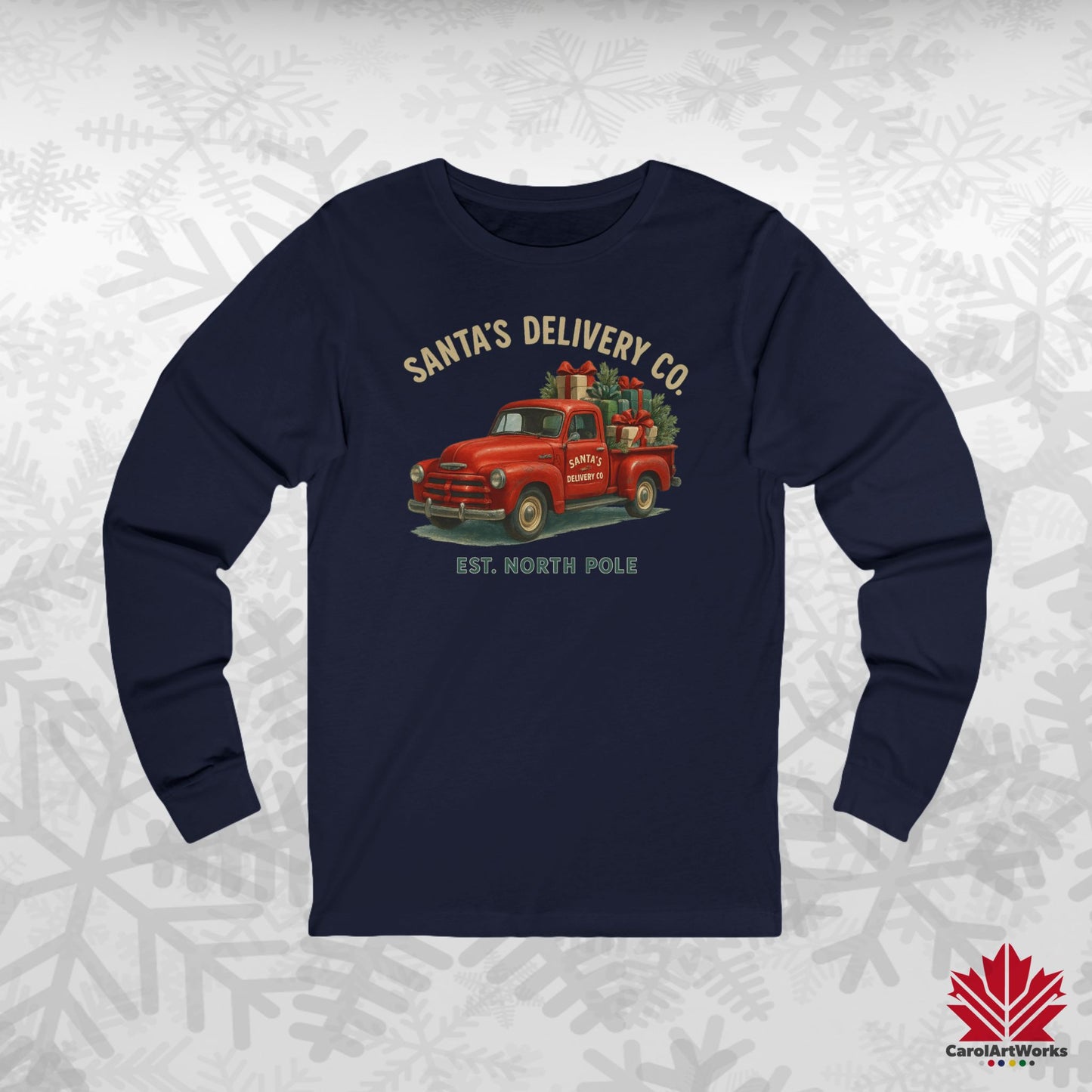 Santa’s Delivery Truck Long Sleeve | Vintage Christmas Shirt | Premium Canadian Cotton Top