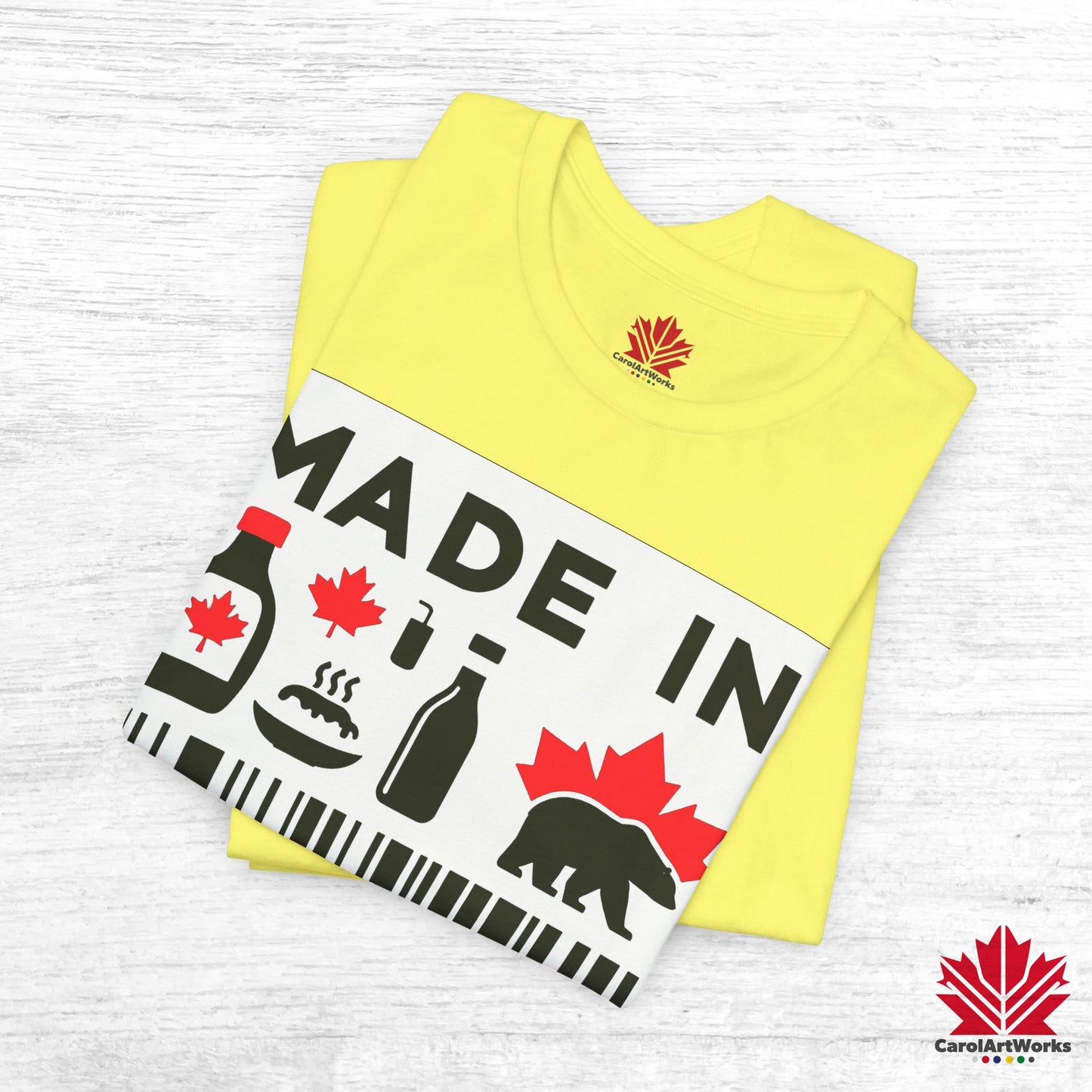 "Made in Canada" product label Design Unisex Short Sleeve Tee β Minimalist, Playful, and Proud