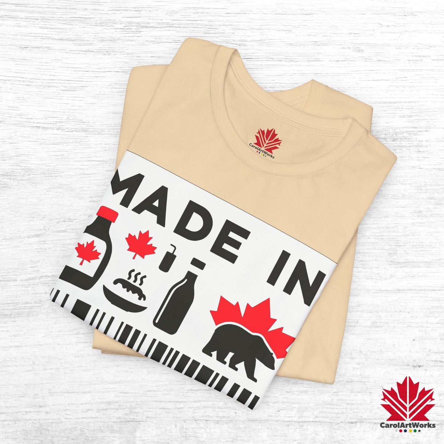 "Made in Canada" product label Design Unisex Short Sleeve Tee β Minimalist, Playful, and Proud