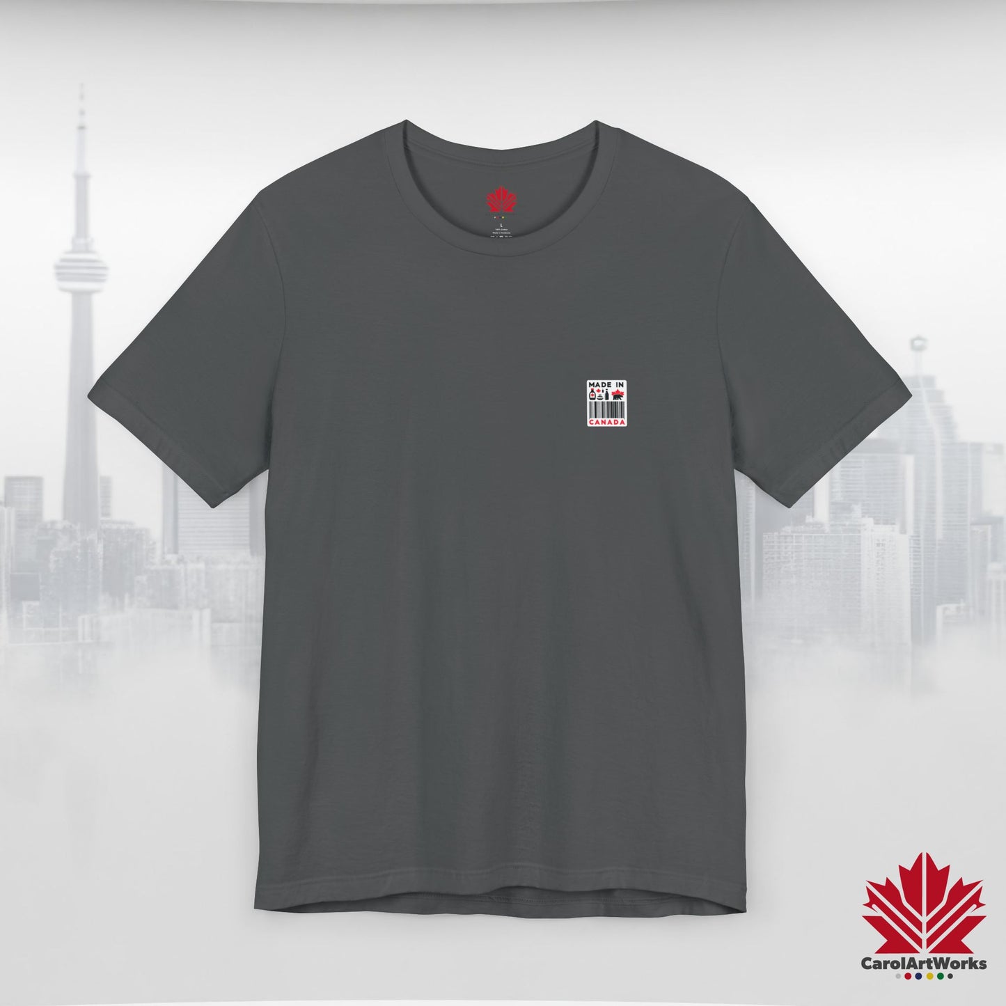 "Made in Canada" product label Design Unisex Short Sleeve Tee β Minimalist, Playful, and Proud