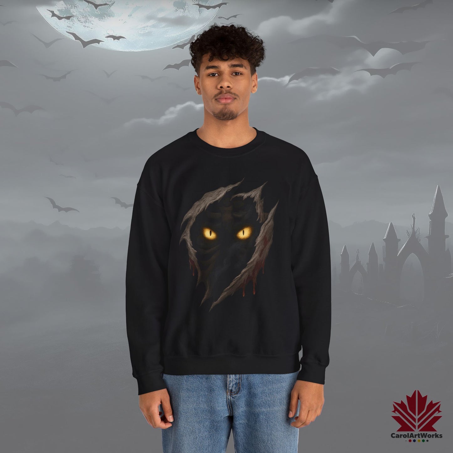 Haunted Eyes – Halloween Sweatshirt | Creepy Staring Eyes Design