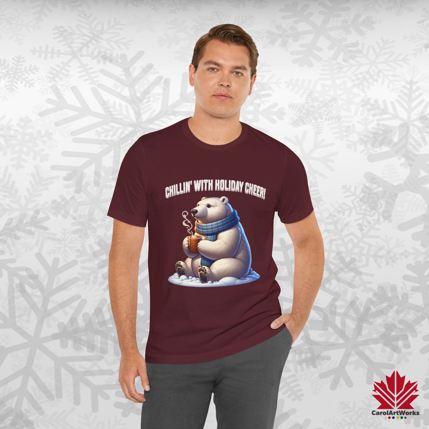 Chillin’ With Holiday Cheer | Polar Bear Christmas Tee | Cozy Canadian Holiday Shirt – Premium Cotton