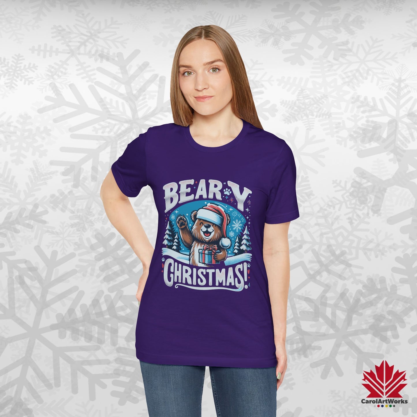 Beary Christmas | Funny Canadian Bear Christmas T-Shirt | Premium Cotton Holiday Tee – Made in Canada, Free Shipping