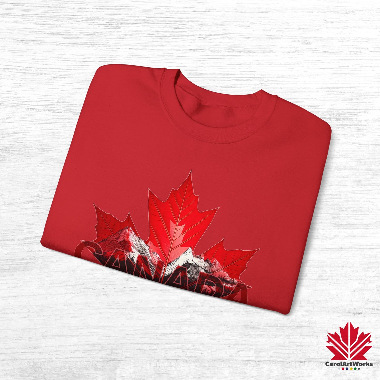 “Canada is Not for Sale” Crewneck Sweatshirt - Red Maple Leaf and Mountains, Soft and Warm