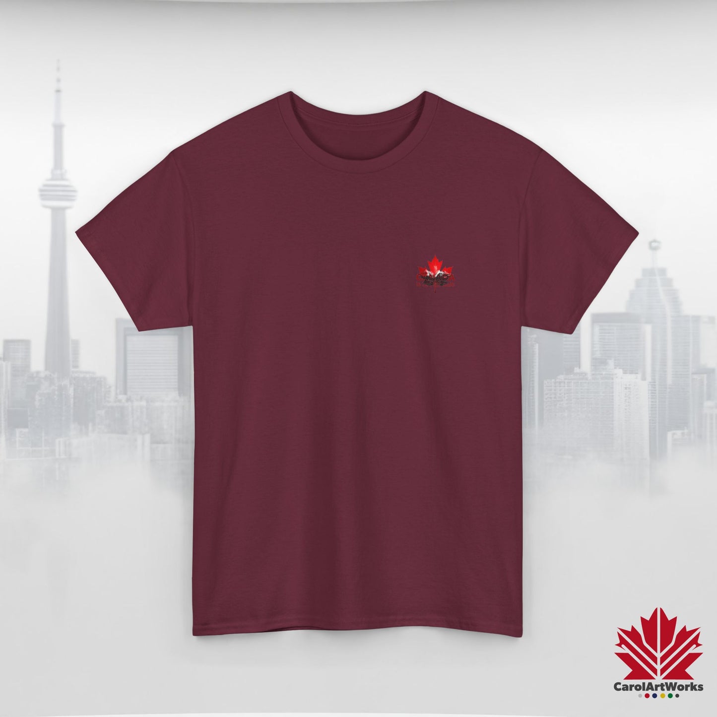 “Canada is not for Sale” Unisex Heavy Cotton Tee – Red Maple Leaf and Mountains, Stylish Canada Shirt