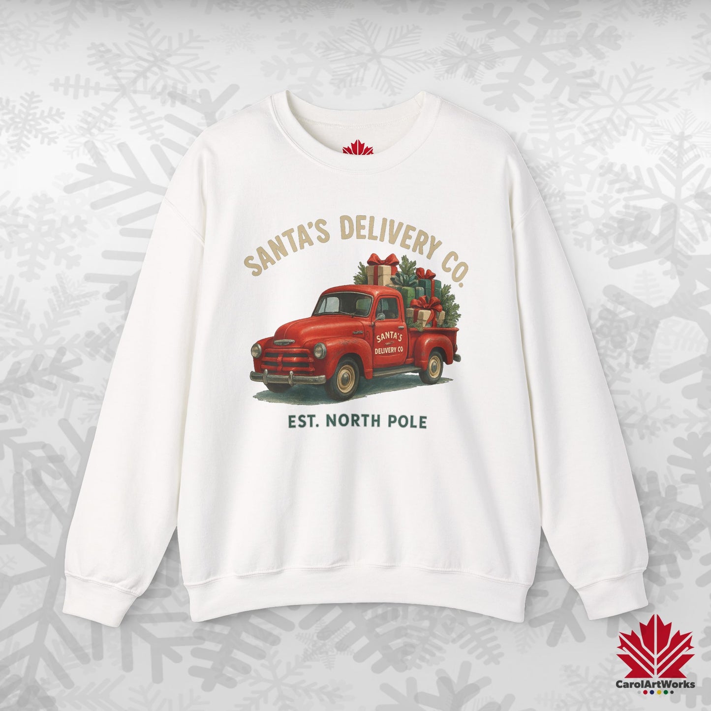 Santa’s Delivery Truck Sweatshirt | Vintage Christmas Crewneck | Canadian Fleece, Premium Quality