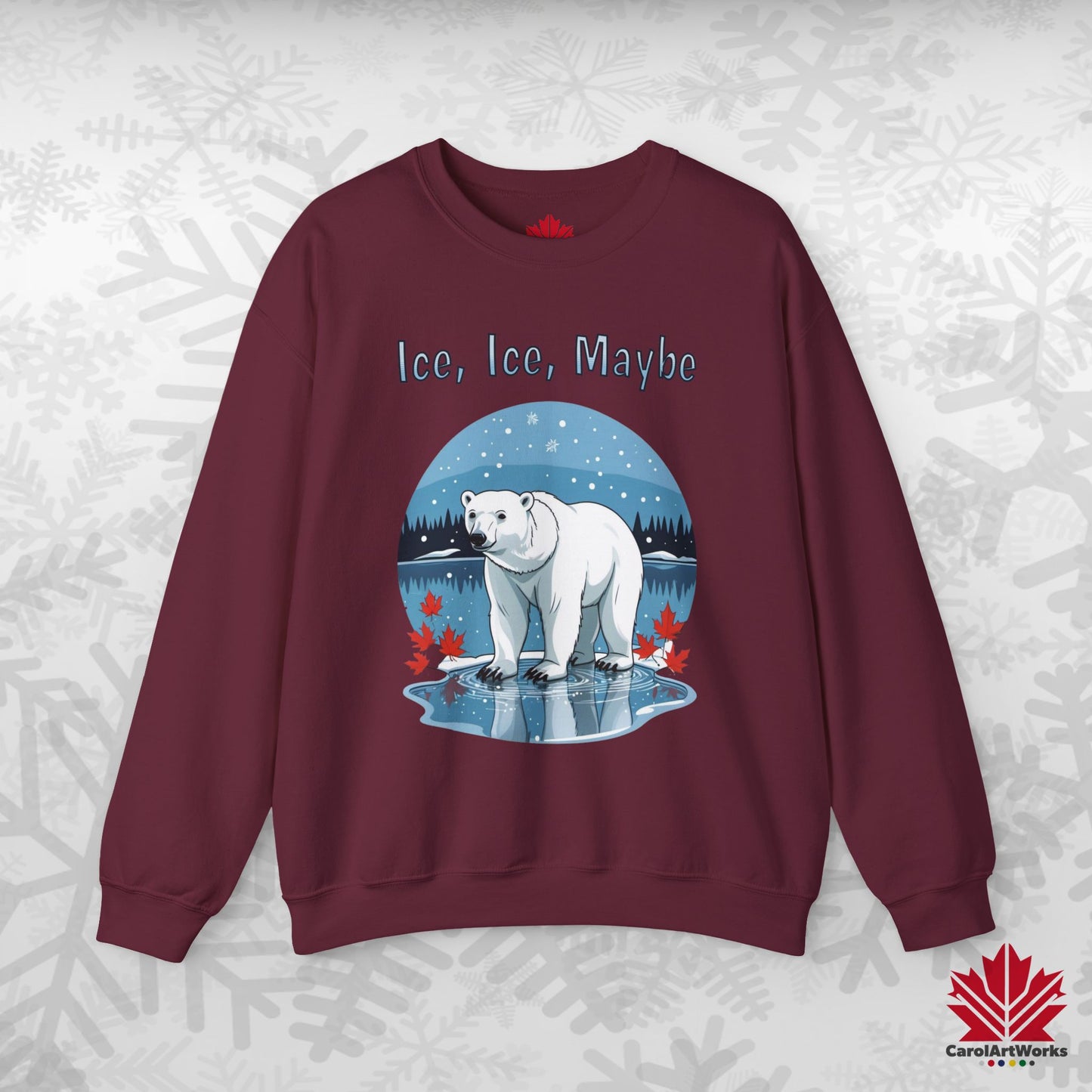 Ice Ice Maybe Sweatshirt | Polar Bear Holiday Crewneck | Premium Fleece, Made in Canada