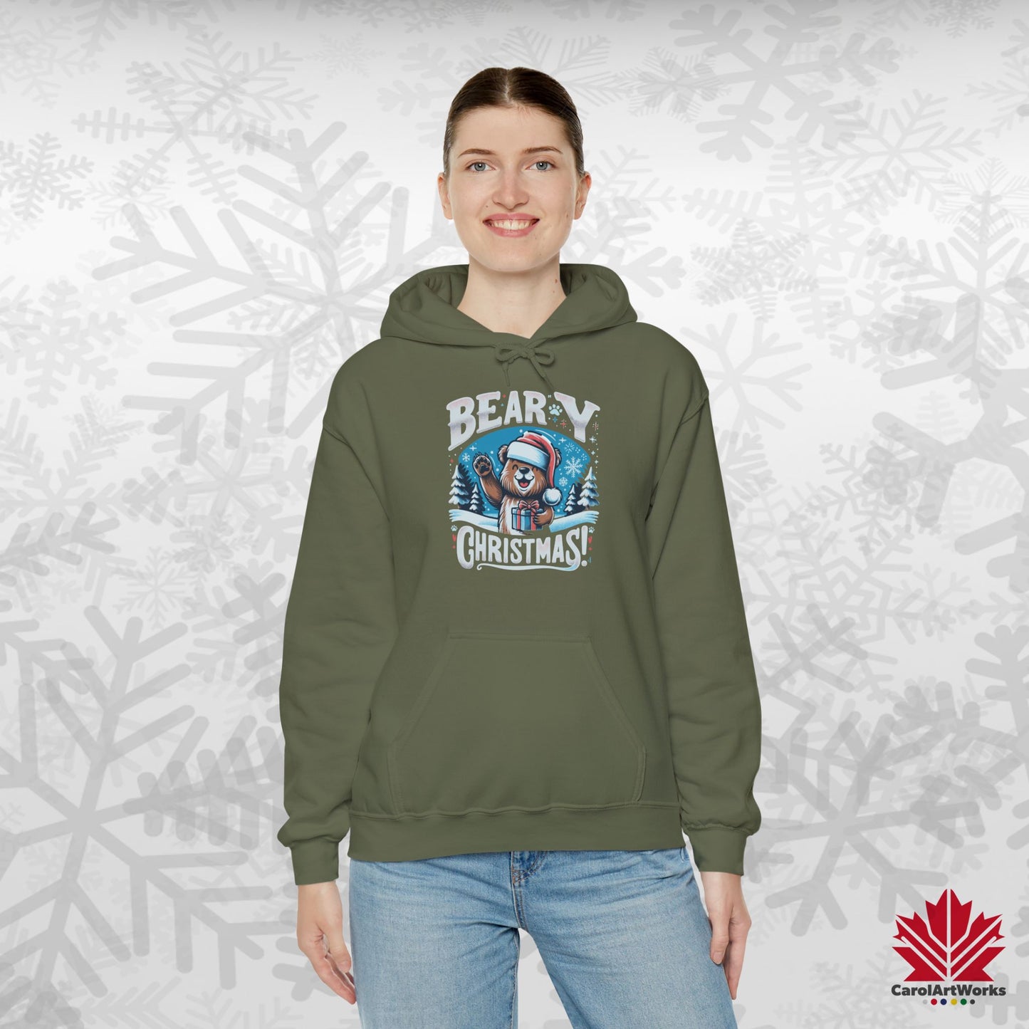 Beary Christmas Hoodie | Funny Bear Christmas Hoodie | Canadian Fleece Hoodie – Premium Softstyle Cotton