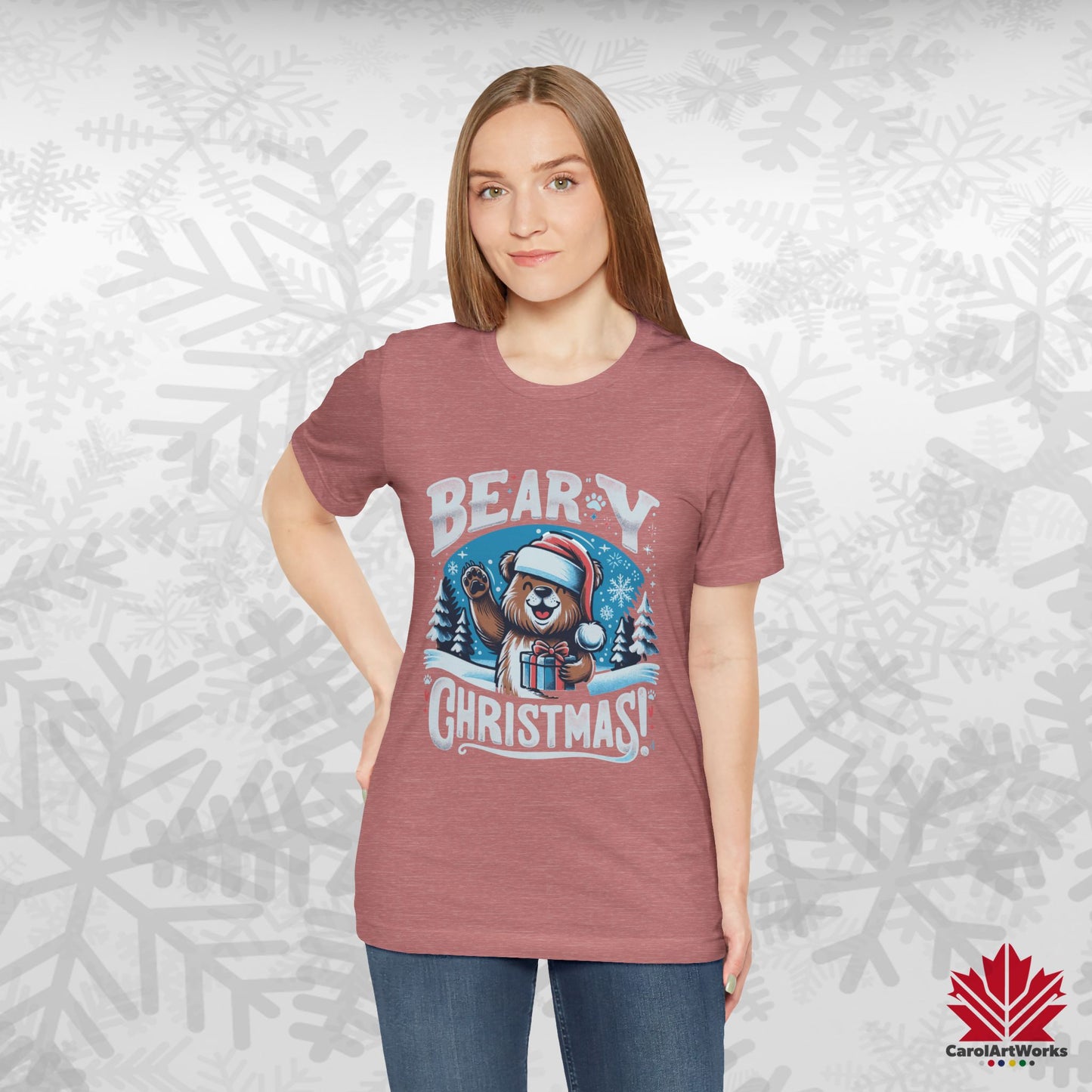 Beary Christmas | Funny Canadian Bear Christmas T-Shirt | Premium Cotton Holiday Tee – Made in Canada, Free Shipping