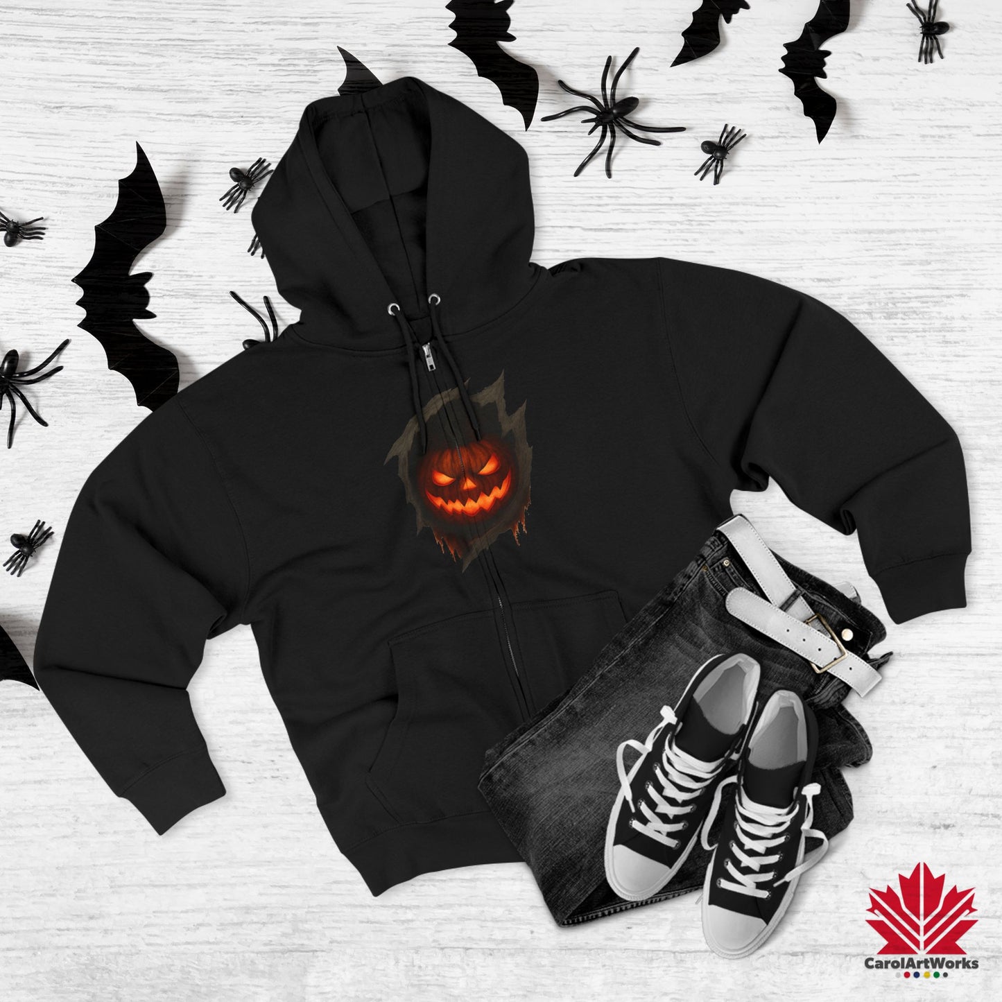 Pumpkin Core – Zip Hoodie | Creepy Halloween Pumpkin Outfit
