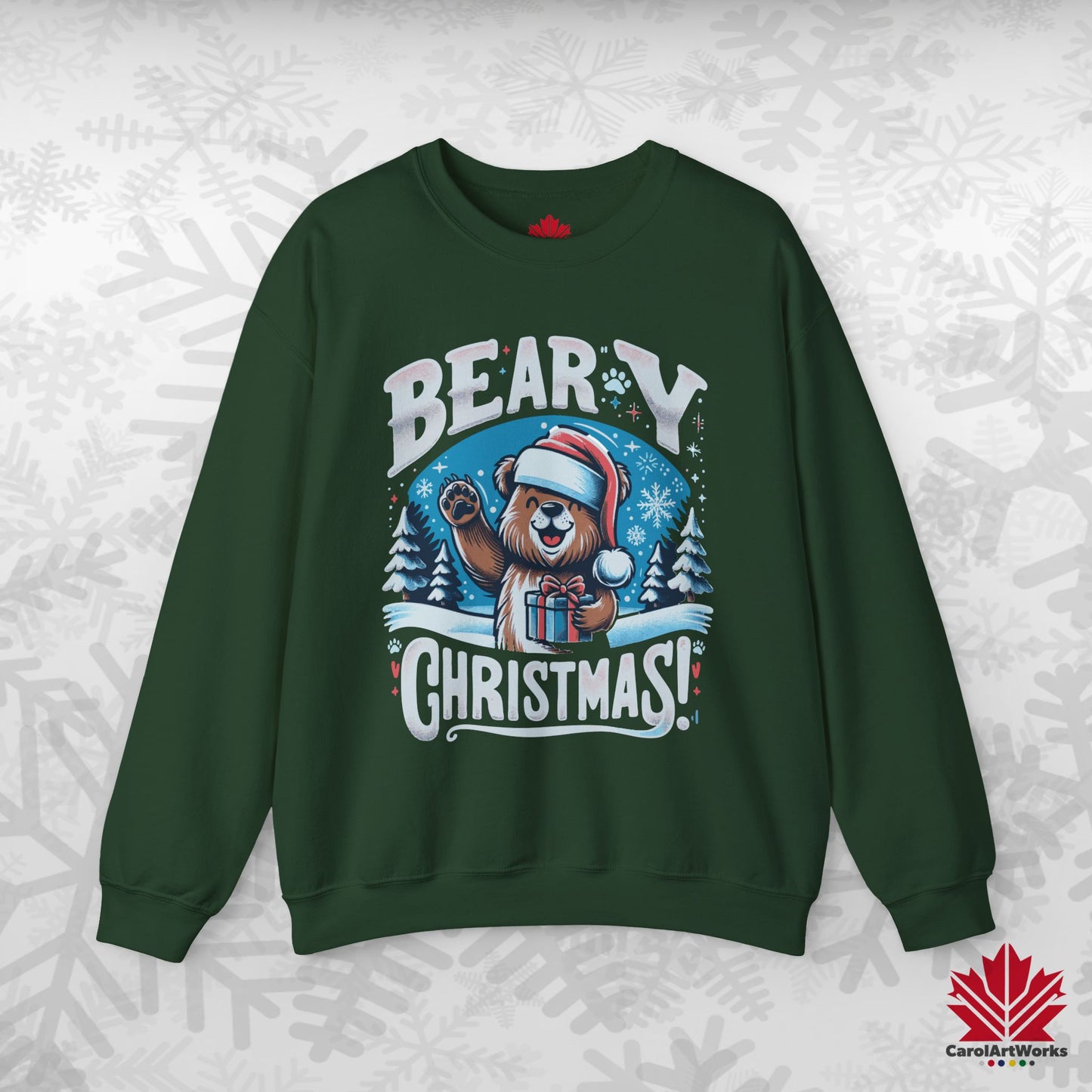 Beary Christmas Sweatshirt | Funny Bear Holiday Crewneck | Premium Fleece, Canadian-Made Christmas Gift