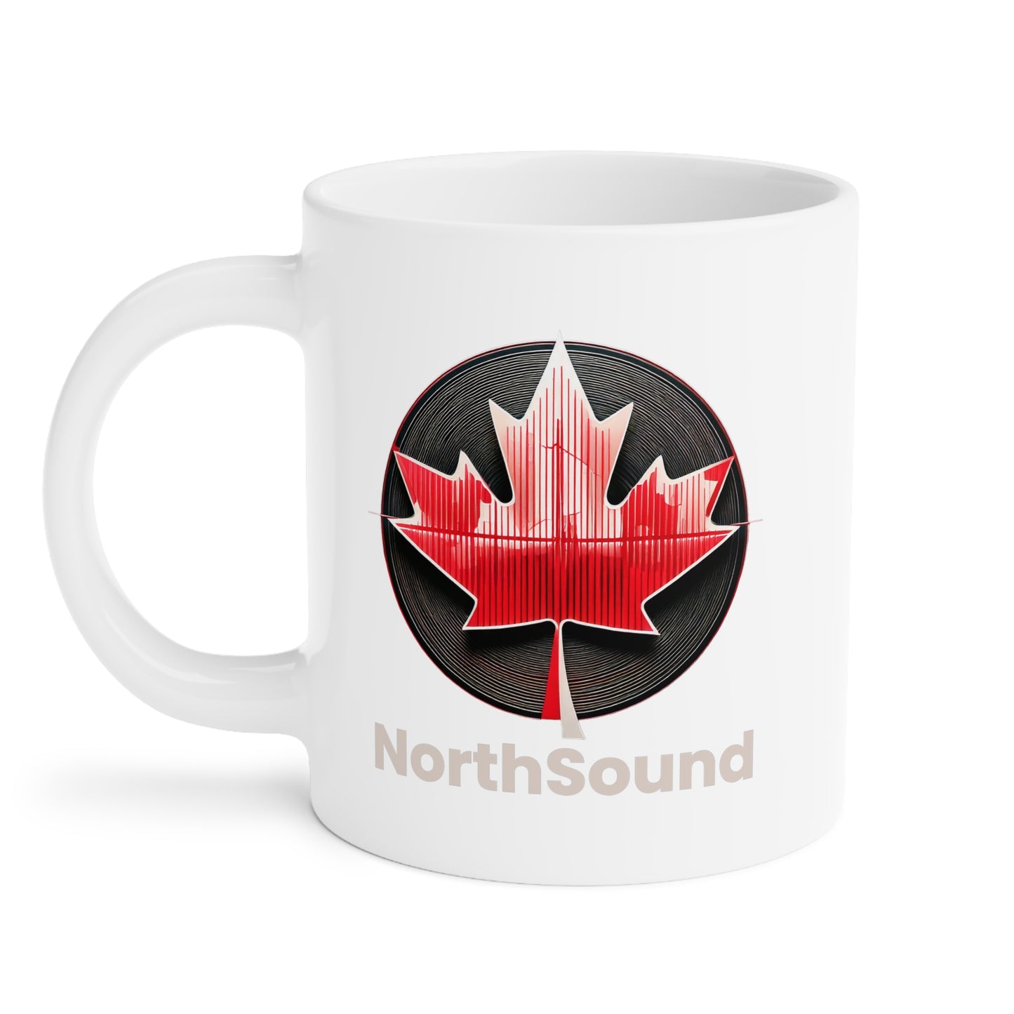 Tasse en céramique blanche « NorthSound » – Sirotez et célébrez le son canadien (11 oz, 15 oz, 20 oz)