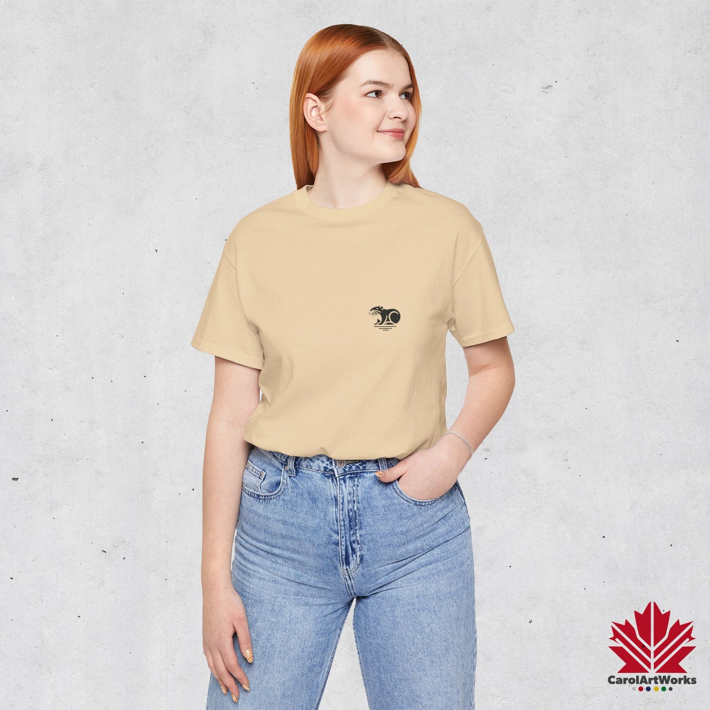 scandinavian minimalistic BEAVER Design Unisex Short Sleeve Tee - Soft and Comfortable, Perfect for Everyday Wear and Nature Lovers