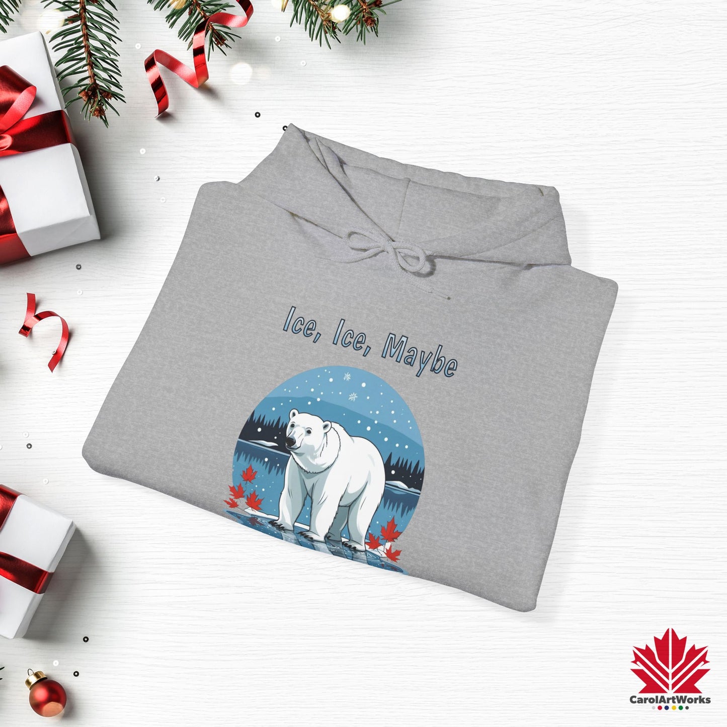 Ice Ice Maybe Hoodie | Polar Bear Christmas Hoodie | Canadian Fleece Hoodie – Premium Softstyle Cotton