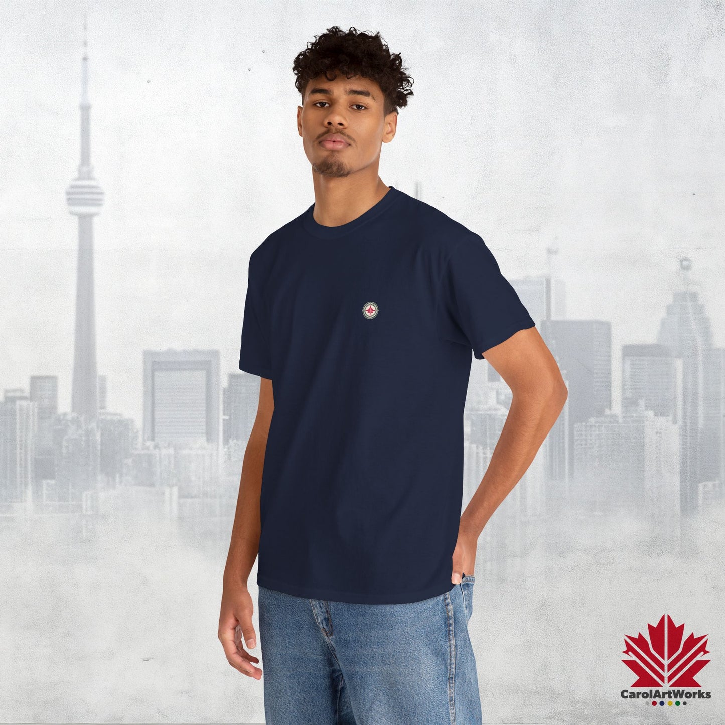 “North Strong” Compass Design – Unisex Cotton Tee – Navigate Adventure with Canadian Pride