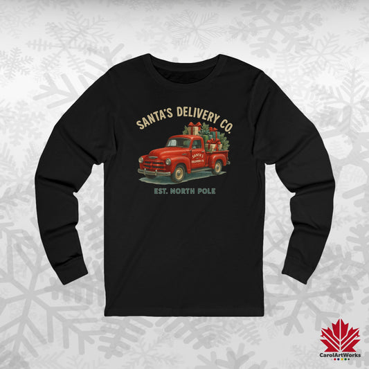 Santa’s Delivery Truck Long Sleeve | Vintage Christmas Shirt | Premium Canadian Cotton Top