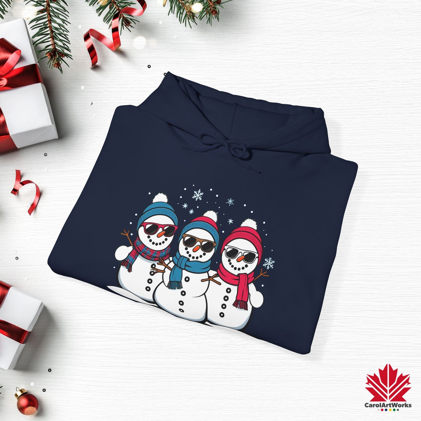 Cool Snow Squad Hoodie | Funny Snowman Christmas Hoodie | Canadian Fleece Hoodie – Premium Cotton Blend