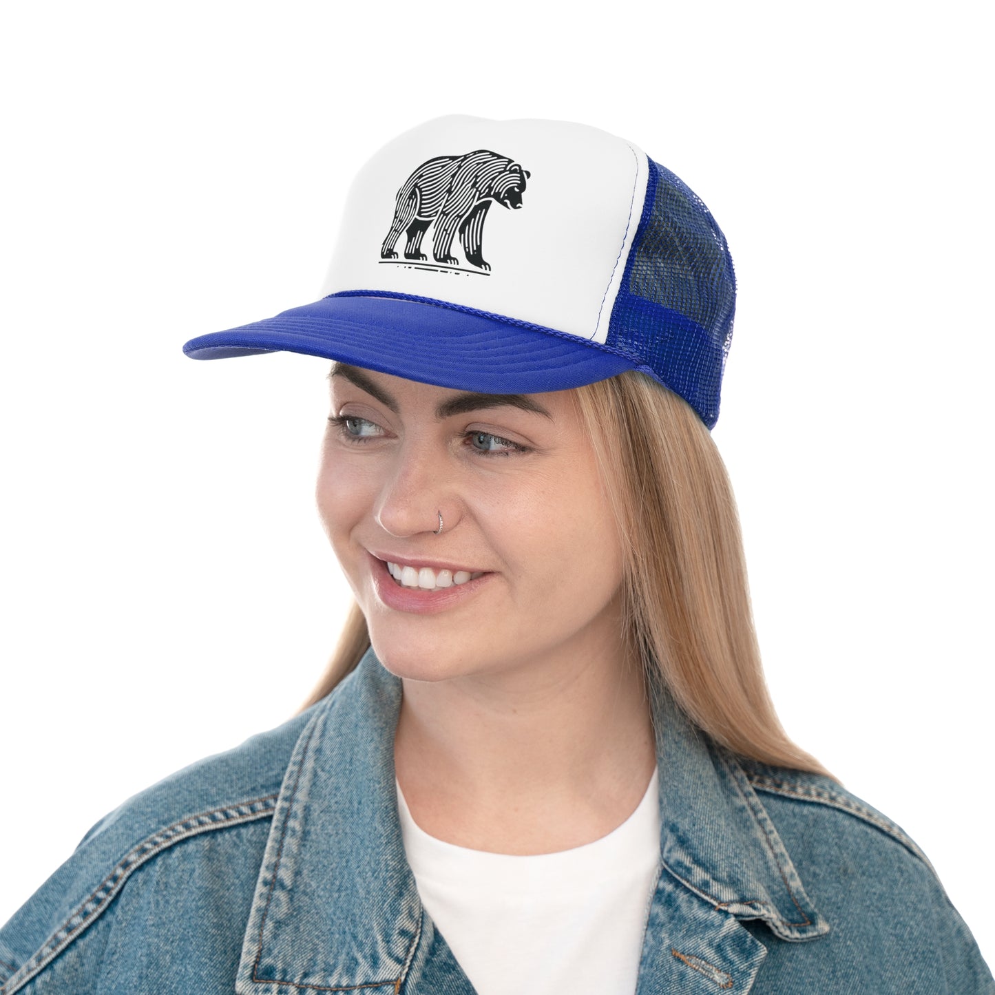 scandinavian minimalistic BEAR Design Trucker Cap β Outdoor Adventure Hat for Nature Lovers