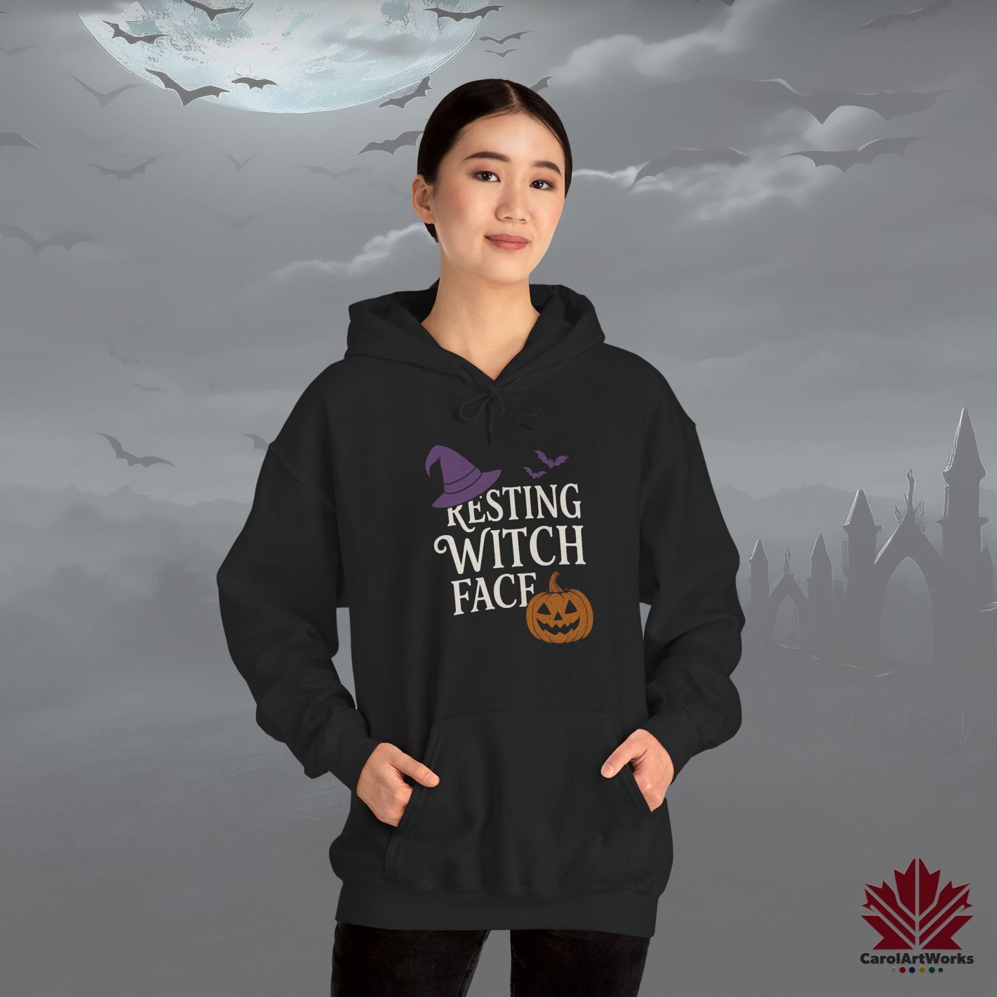 Resting Witch Face – Funny Halloween Hoodie - Spooky & Sarcastic Witch Design