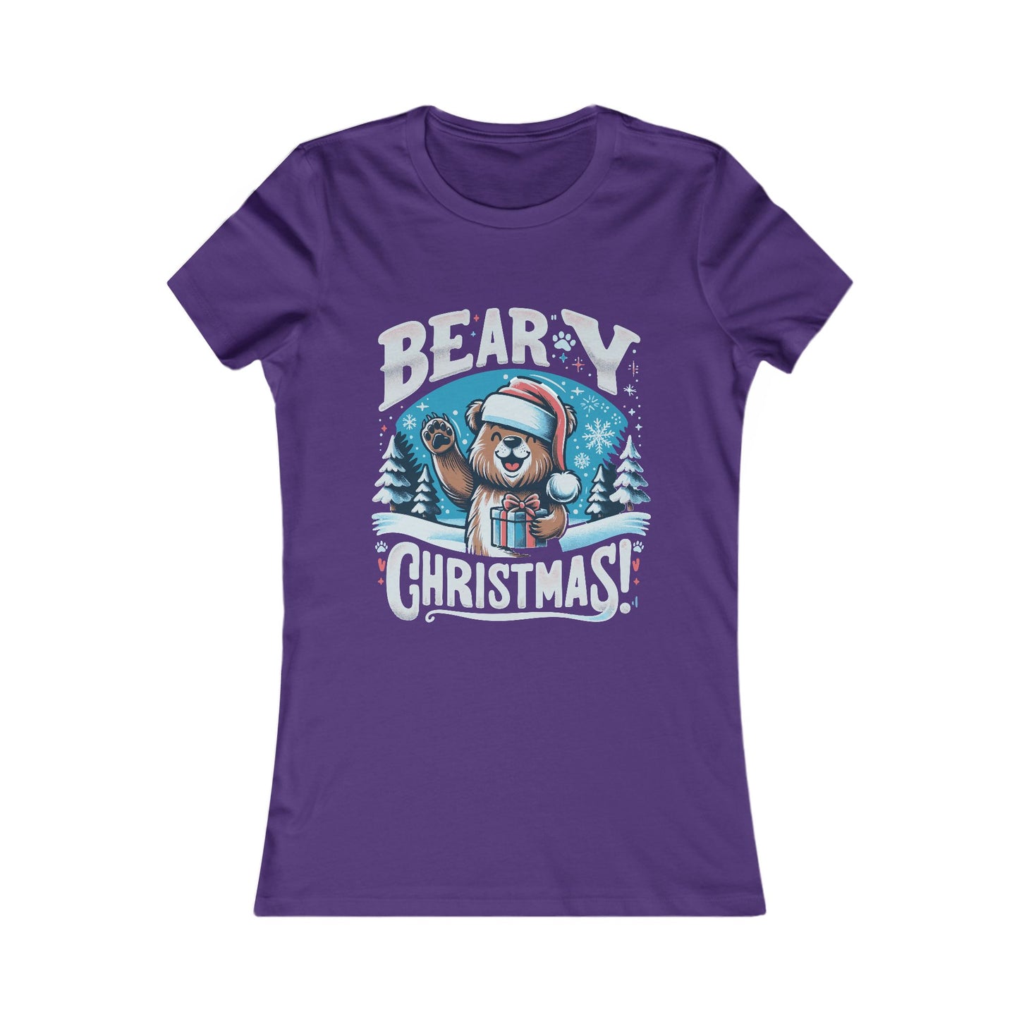 Beary Christmas Women’s Tee | Cute Holiday Bear Shirt | Premium Fitted Top – Made in Canada, Funny Winter Gift