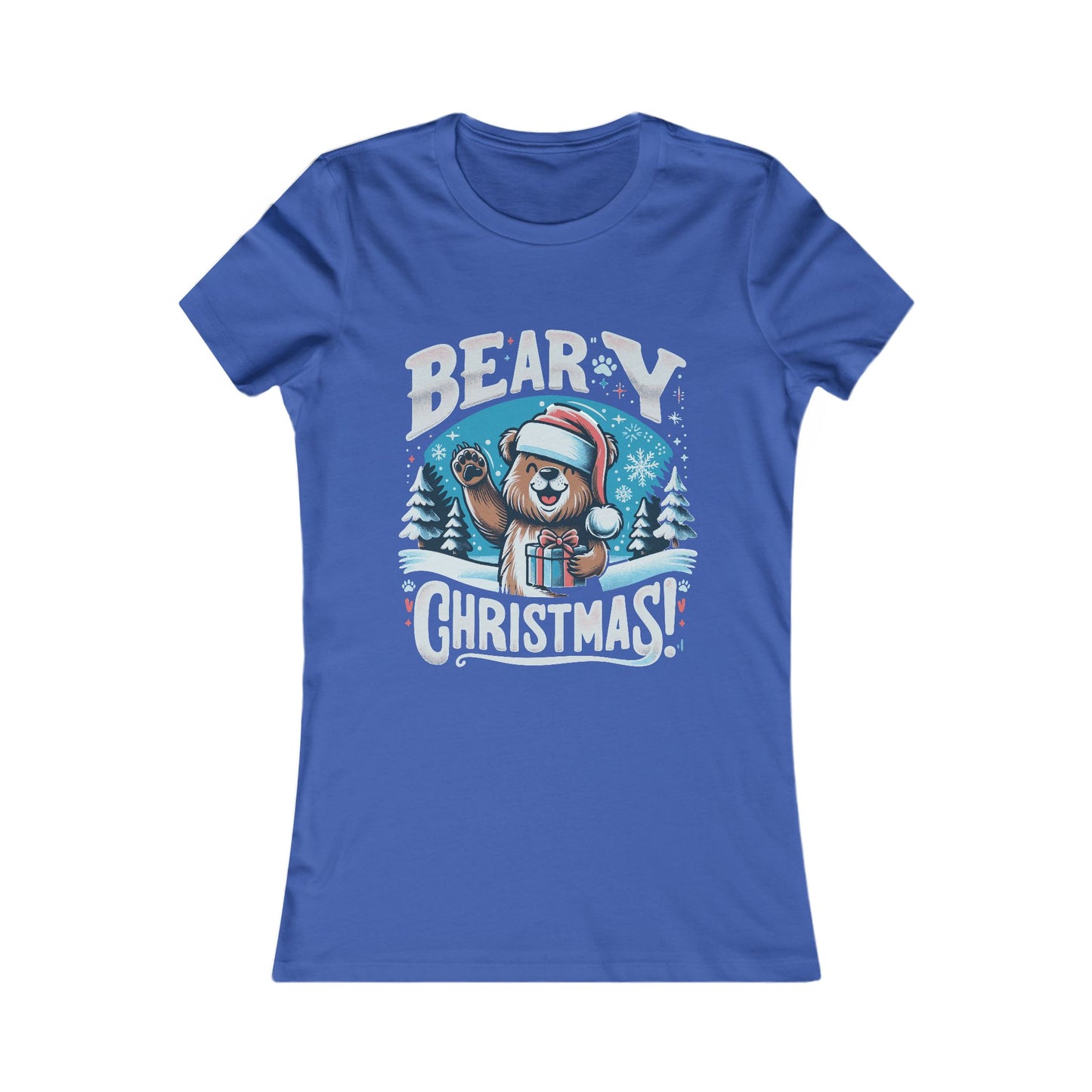 Beary Christmas Women’s Tee | Cute Holiday Bear Shirt | Premium Fitted Top – Made in Canada, Funny Winter Gift
