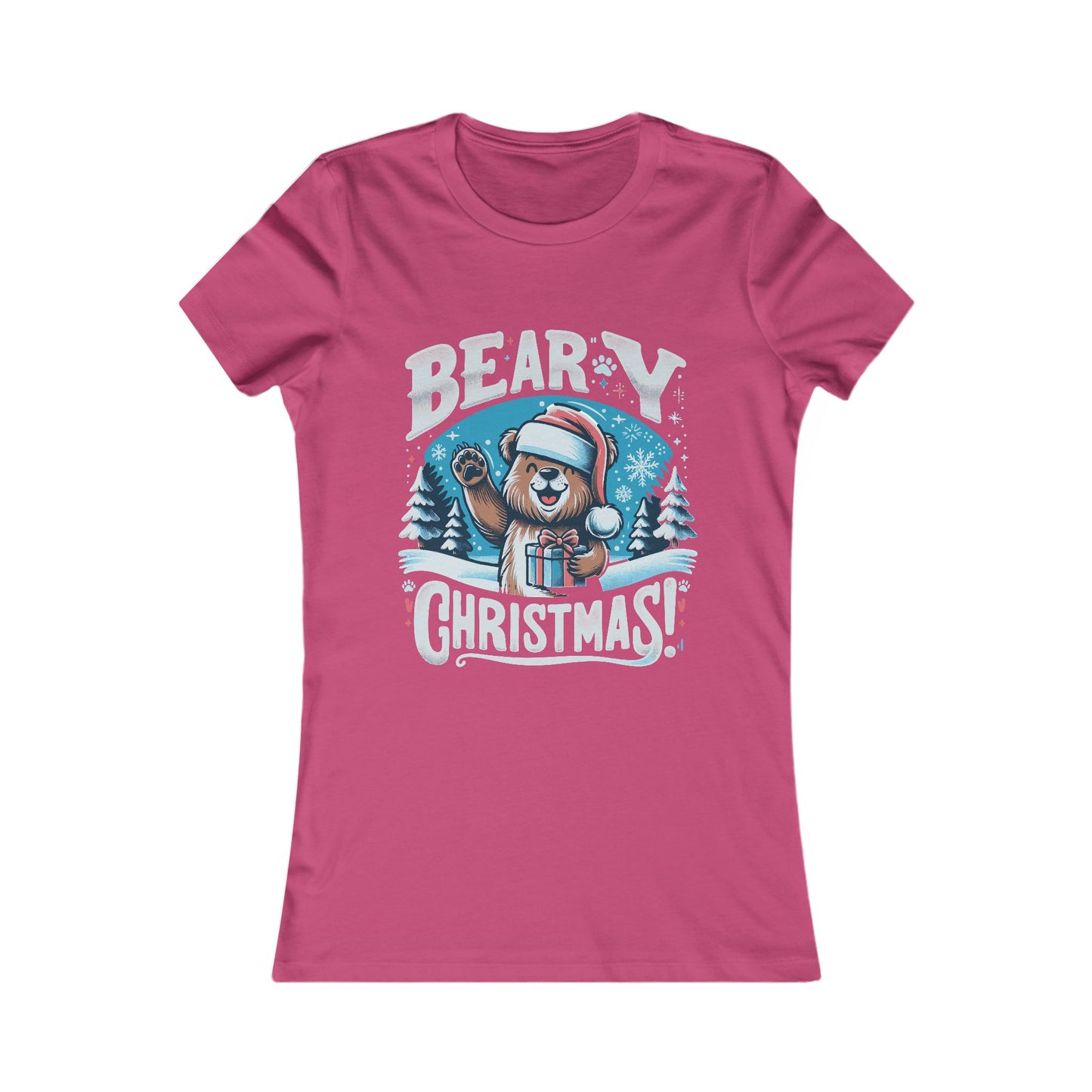 Beary Christmas Women’s Tee | Cute Holiday Bear Shirt | Premium Fitted Top – Made in Canada, Funny Winter Gift