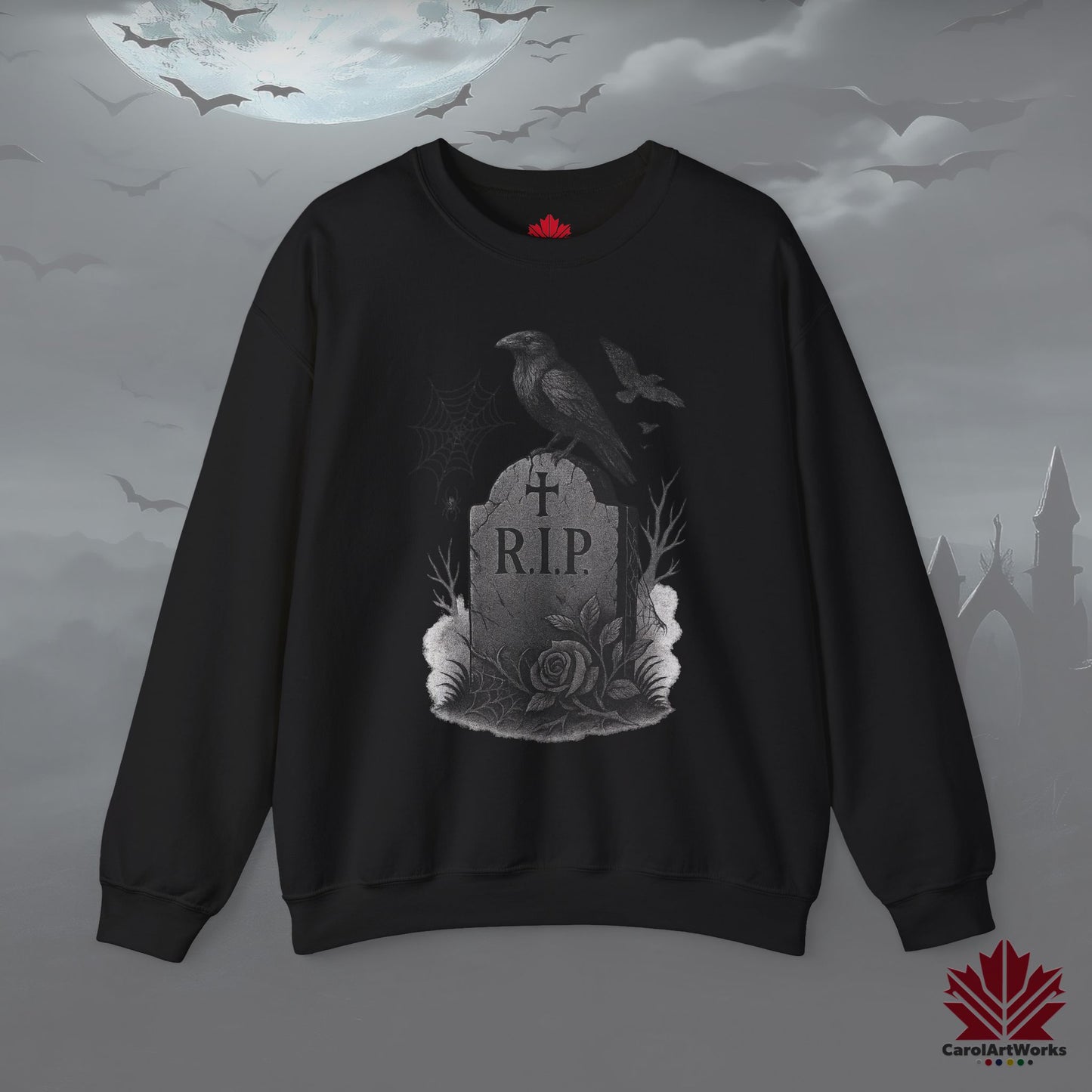 Grave & Ravens – Halloween Sweatshirt | Haunted Graveyard Design