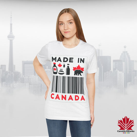 "Made in Canada" product label Design Unisex Short Sleeve Tee – Minimalist, Playful, and Proud