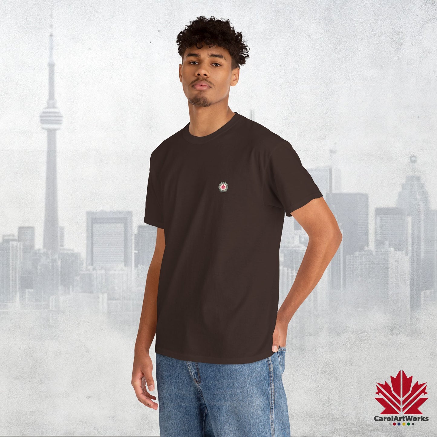 “North Strong” Compass Design – Unisex Cotton Tee – Navigate Adventure with Canadian Pride