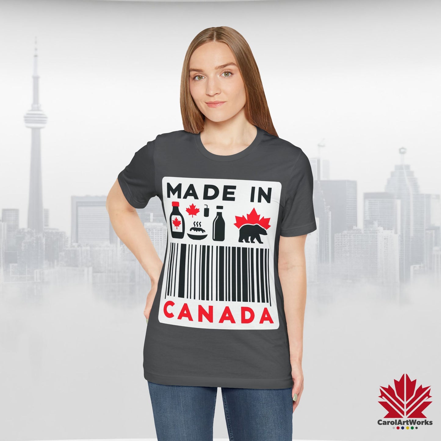 "Made in Canada" product label Design Unisex Short Sleeve Tee β Minimalist, Playful, and Proud