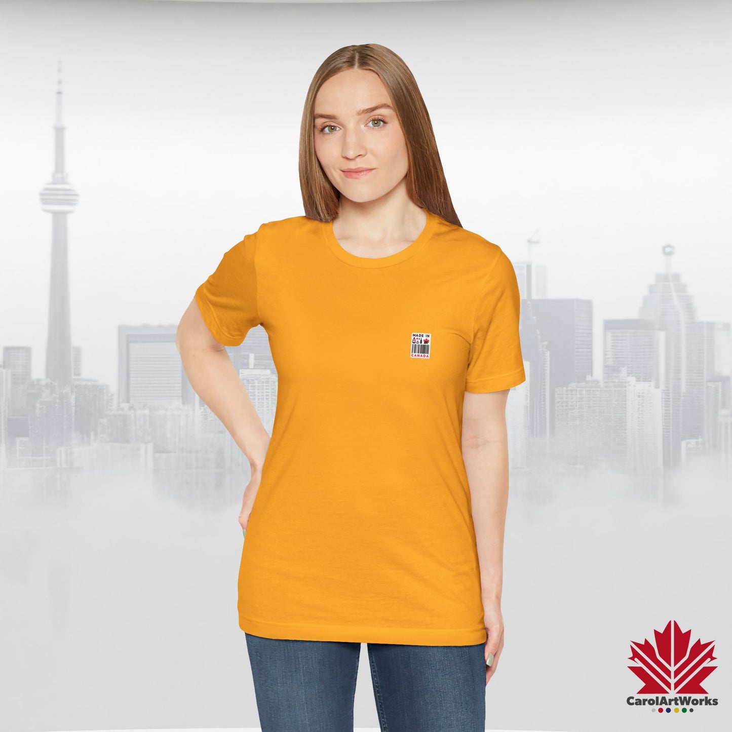 "Made in Canada" product label Design Unisex Short Sleeve Tee β Minimalist, Playful, and Proud