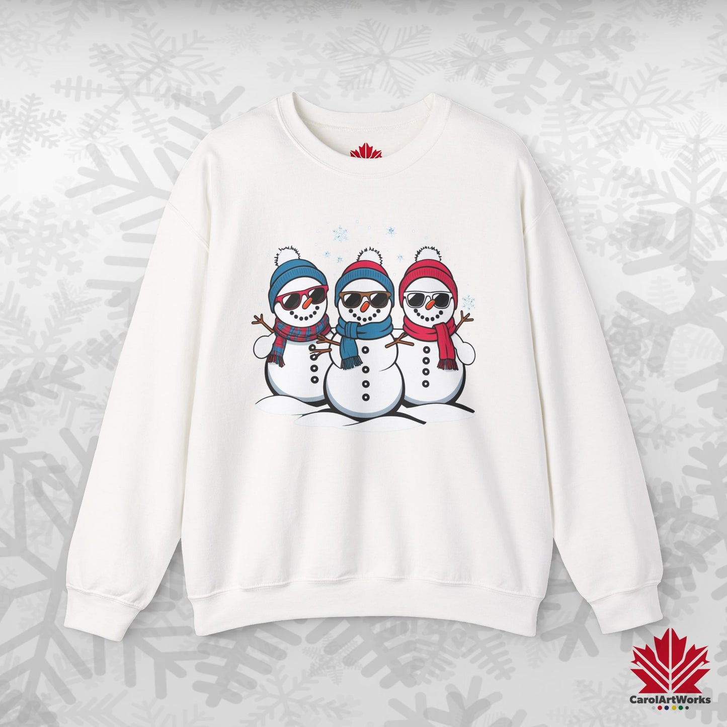 Cool Snow Squad Sweatshirt | Snowman Christmas Crewneck | Canadian-Made Holiday Fleece