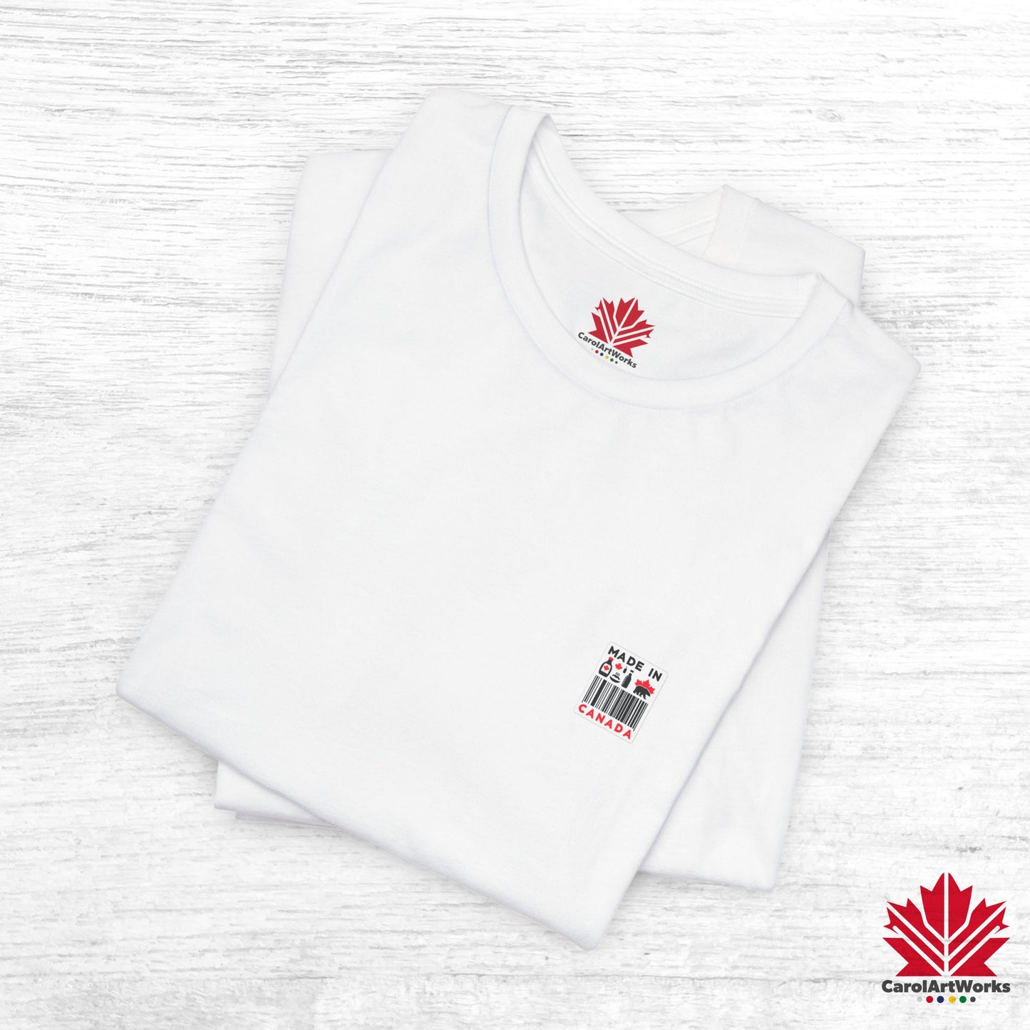 "Made in Canada" product label Design Unisex Short Sleeve Tee β Minimalist, Playful, and Proud