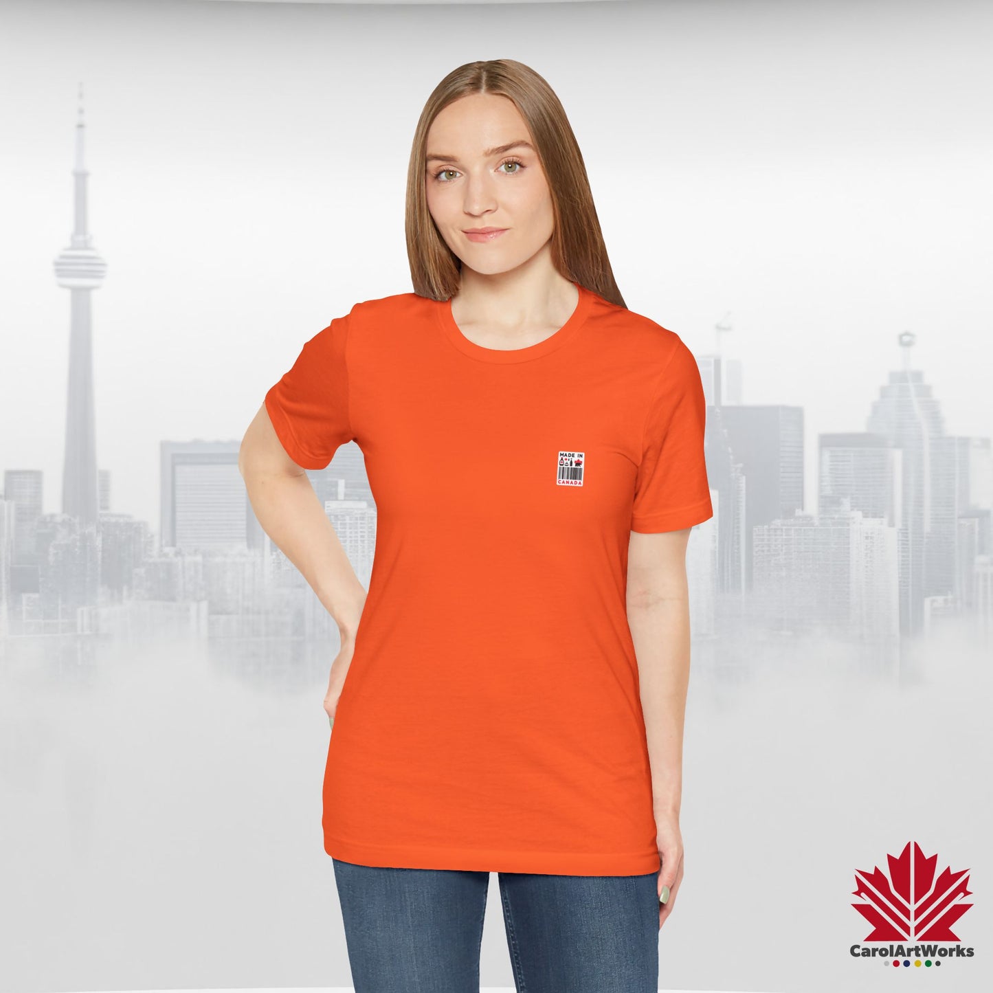 "Made in Canada" product label Design Unisex Short Sleeve Tee β Minimalist, Playful, and Proud