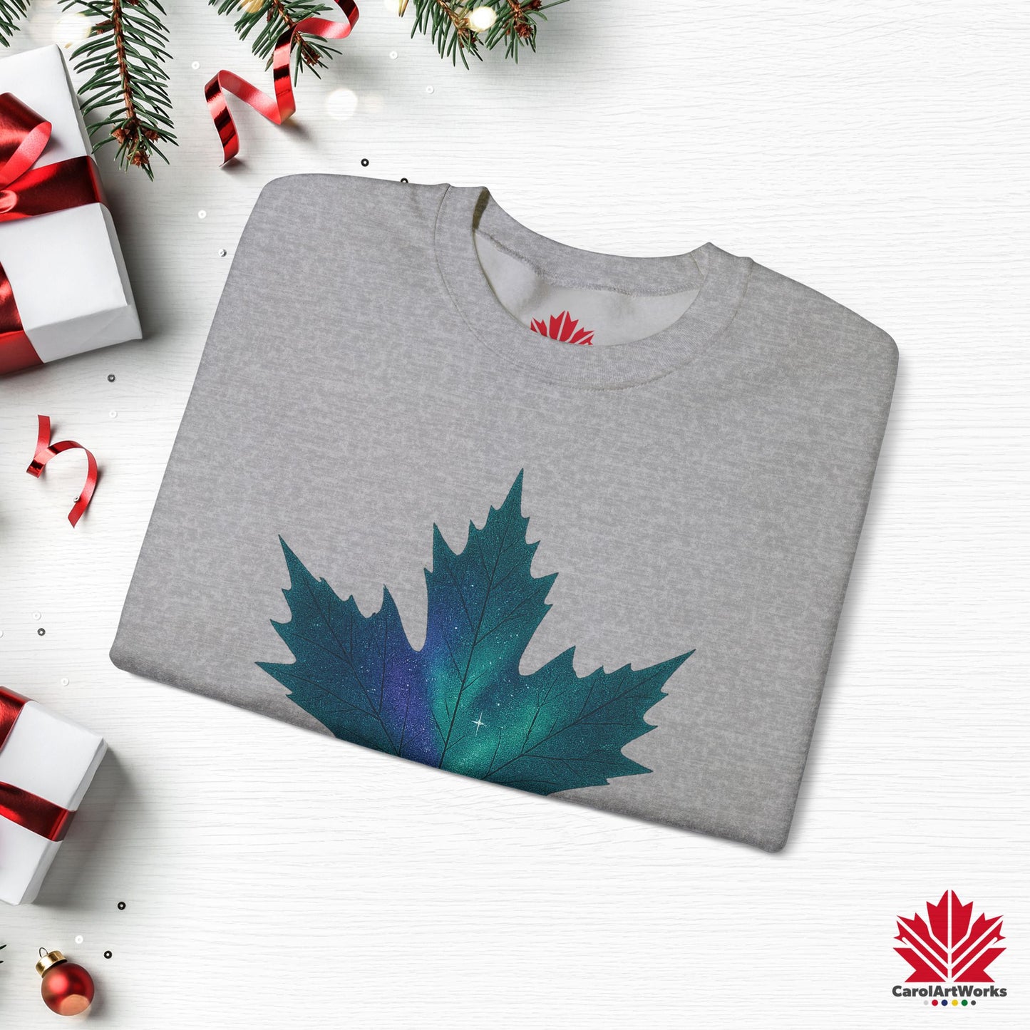 True North Christmas Sweatshirt | Maple Leaf Holiday Crewneck | Premium Fleece, Canadian-Made