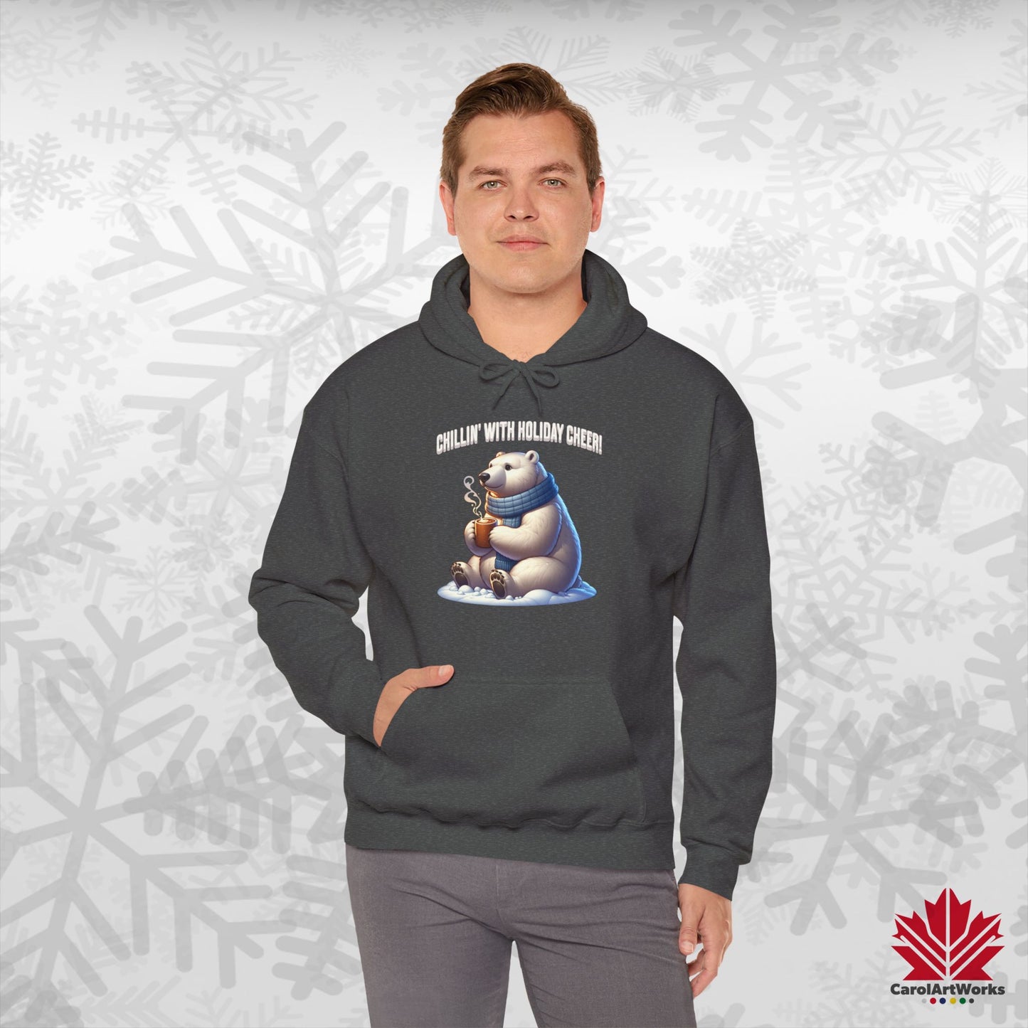 Chillin’ With Holiday Cheer Hoodie | Polar Bear Christmas Hoodie | Canadian-Made Fleece Hoodie