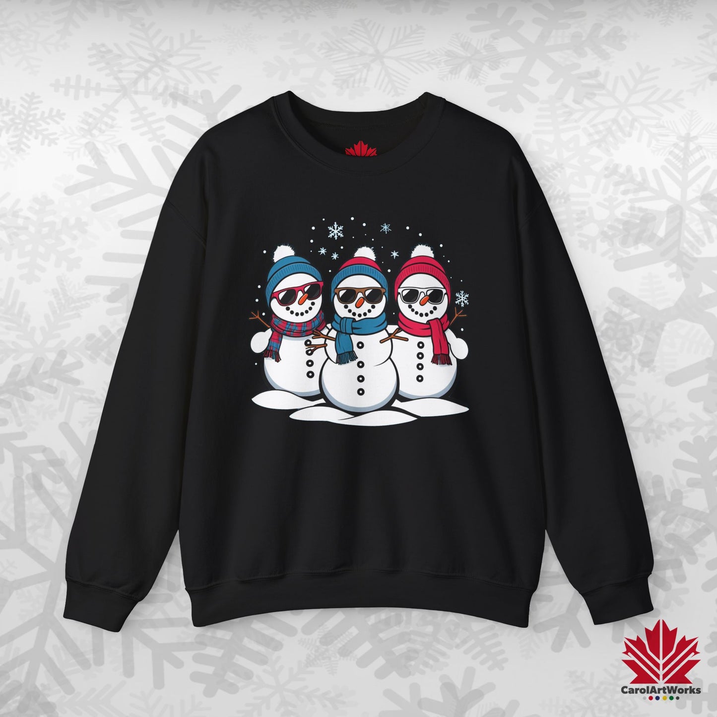 Cool Snow Squad Sweatshirt | Snowman Christmas Crewneck | Canadian-Made Holiday Fleece