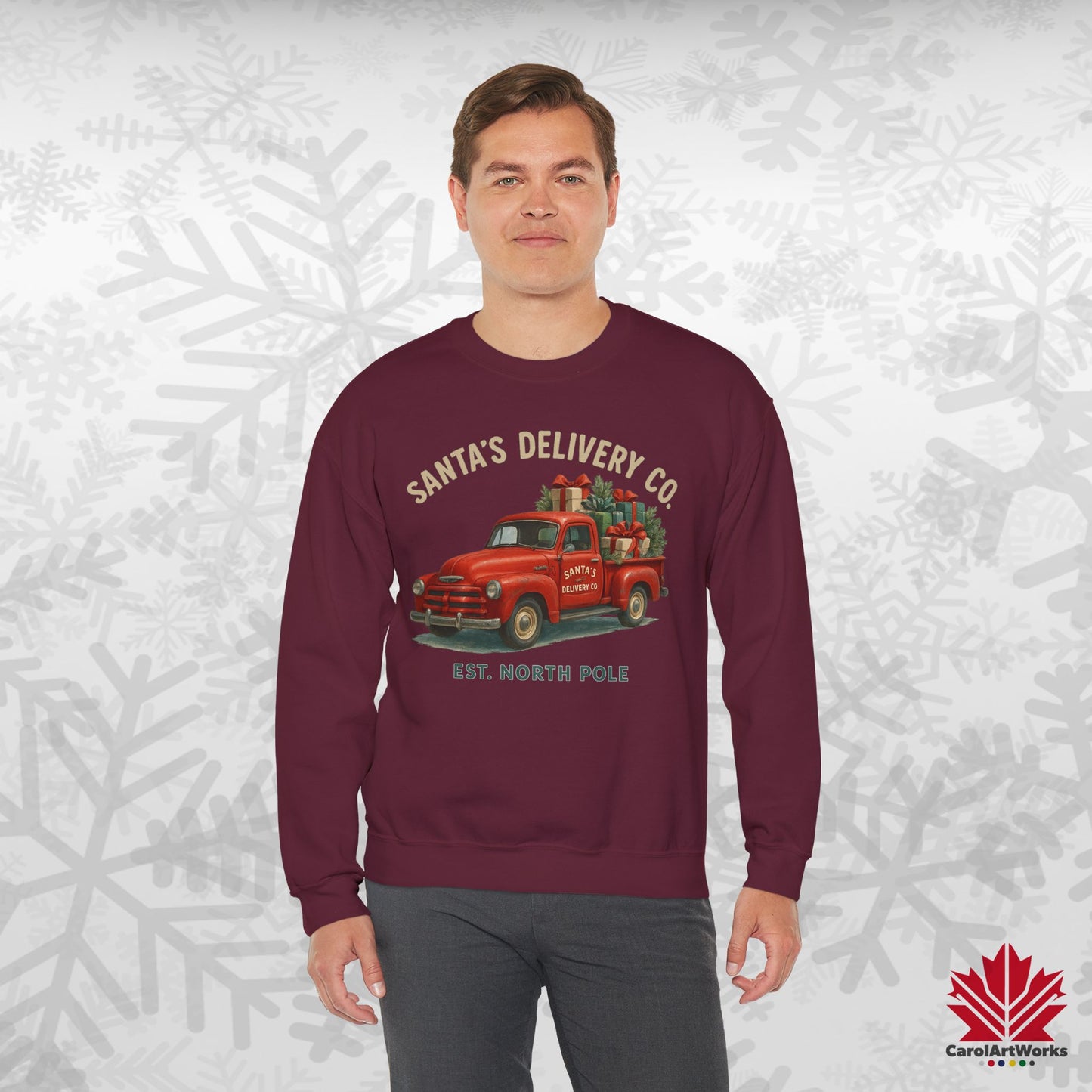 Santa’s Delivery Truck Sweatshirt | Vintage Christmas Crewneck | Canadian Fleece, Premium Quality
