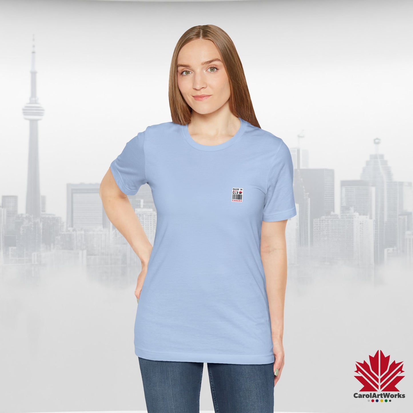 "Made in Canada" product label Design Unisex Short Sleeve Tee β Minimalist, Playful, and Proud