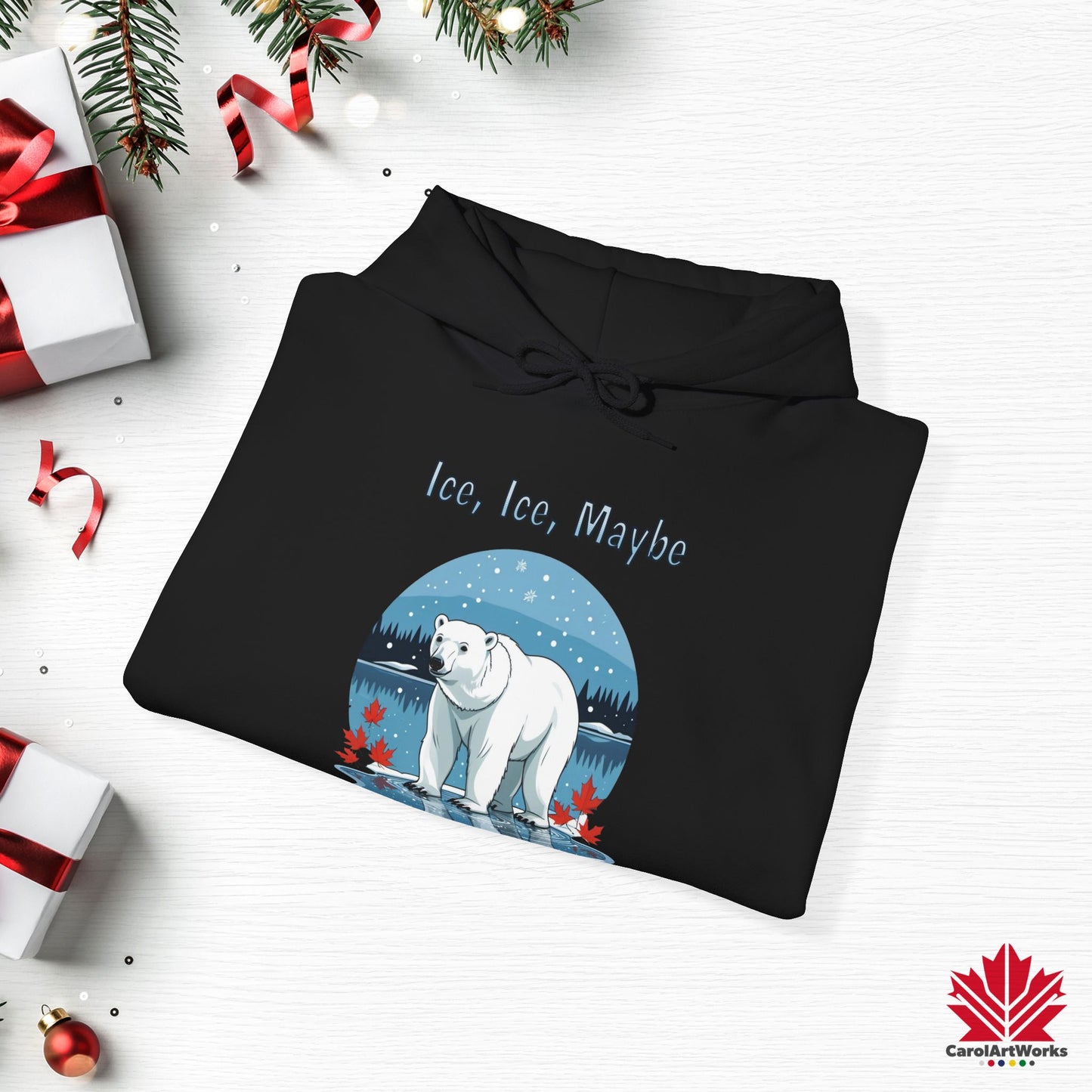 Ice Ice Maybe Hoodie | Polar Bear Christmas Hoodie | Canadian Fleece Hoodie – Premium Softstyle Cotton