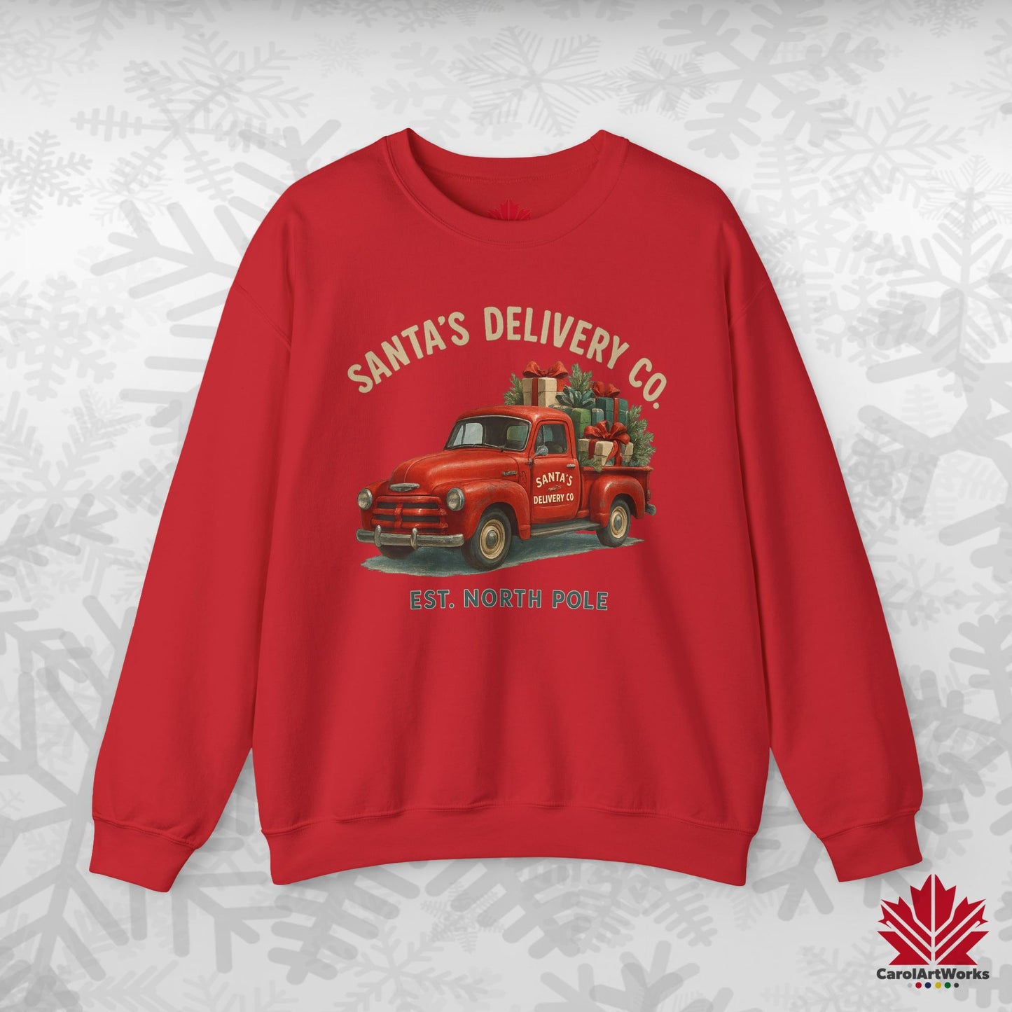 Santa’s Delivery Truck Sweatshirt | Vintage Christmas Crewneck | Canadian Fleece, Premium Quality