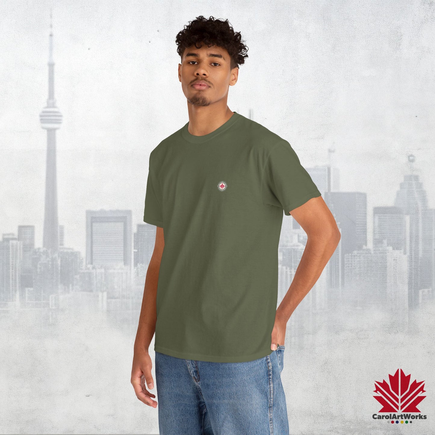 “North Strong” Compass Design – Unisex Cotton Tee – Navigate Adventure with Canadian Pride