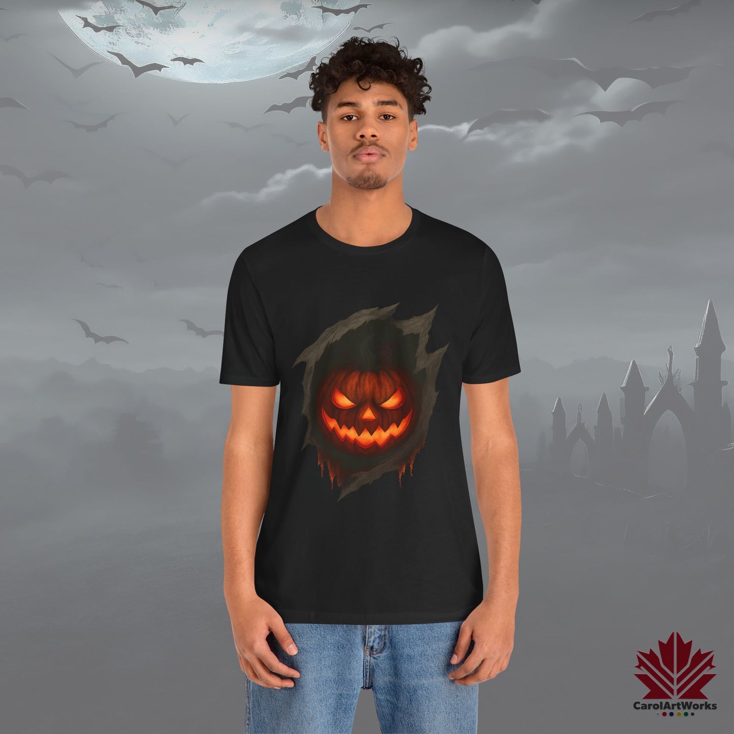 Pumpkin Core – Halloween Tee | Fiery Pumpkin Heart Design