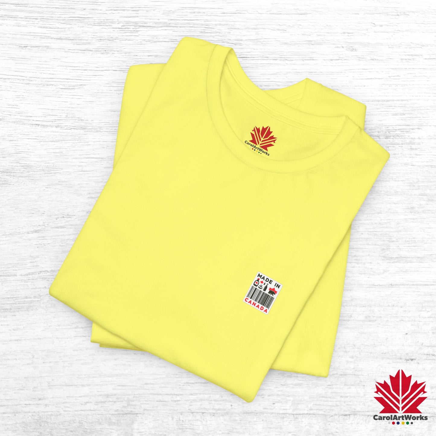 "Made in Canada" product label Design Unisex Short Sleeve Tee β Minimalist, Playful, and Proud