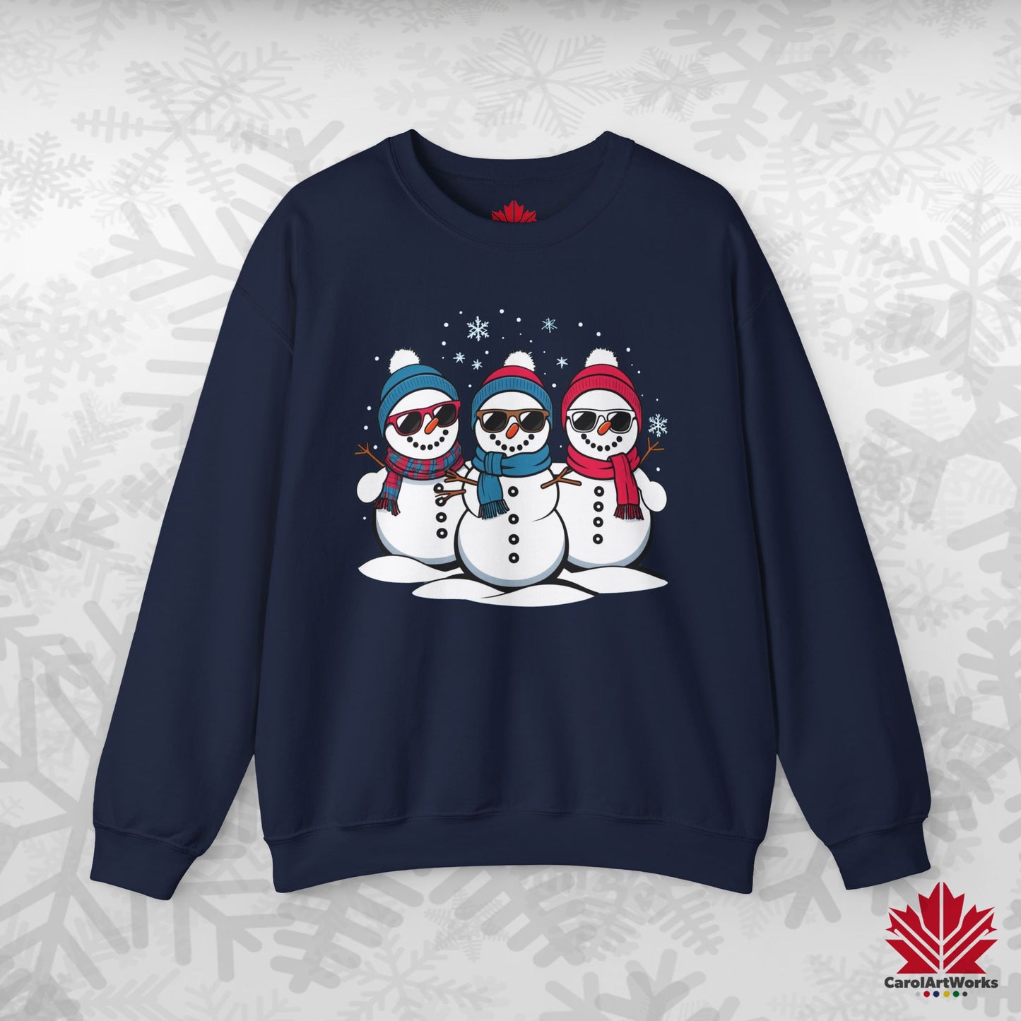 Cool Snow Squad Sweatshirt | Snowman Christmas Crewneck | Canadian-Made Holiday Fleece