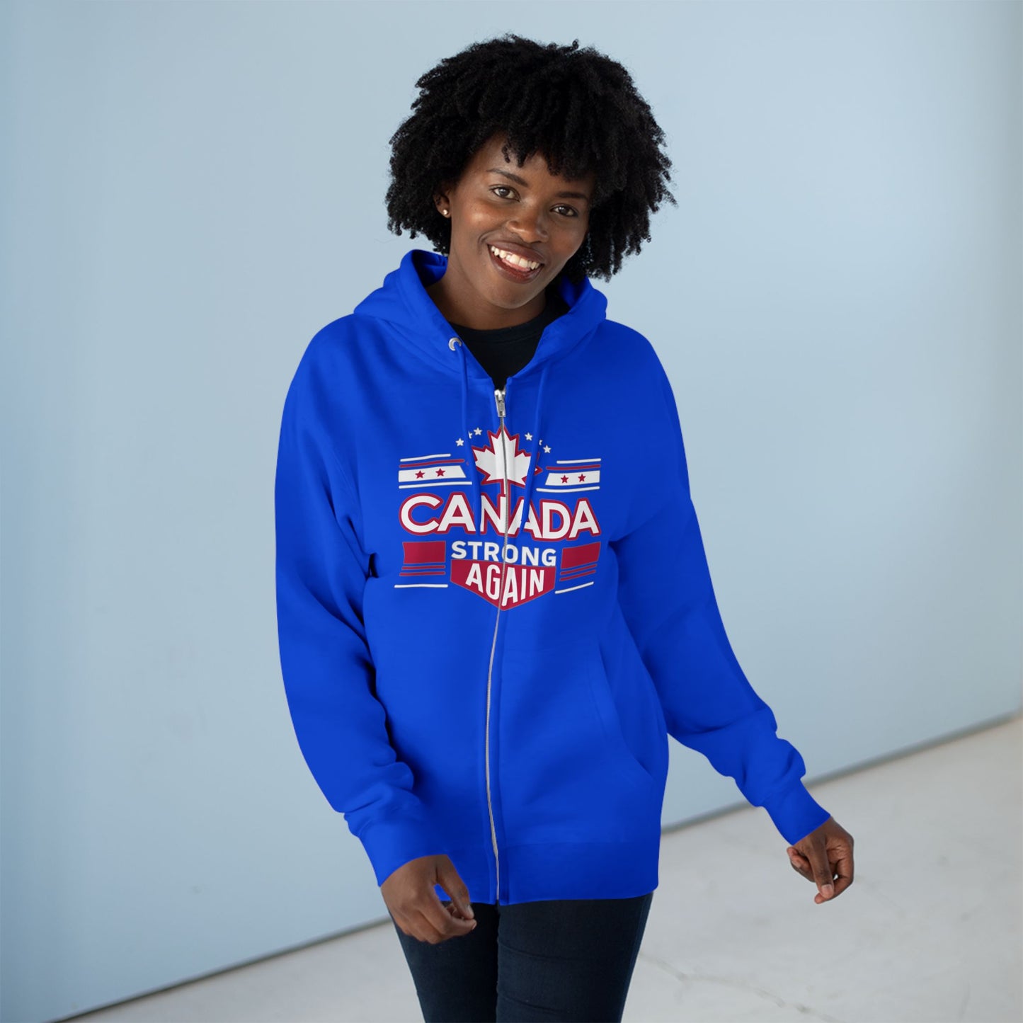 “Canada Strong Again” Unisex Zip Hoodie – Wear Your Pride, Bold and Patriotic!